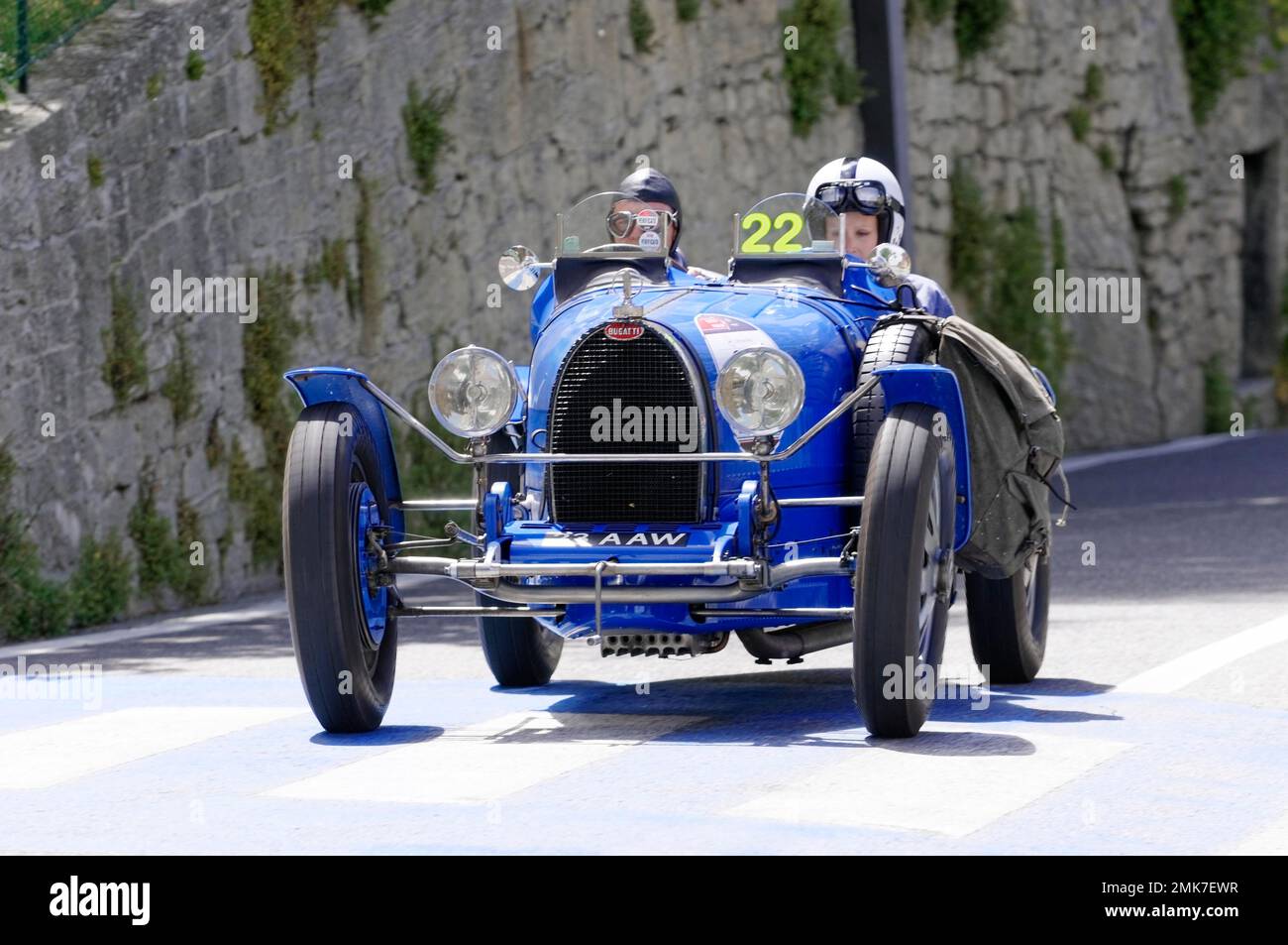 Mille Miglia 2014, Nr. 22 Bugatti T 37/35T, gebaut im Oldtimer-Rennen 1929. San Marino, Italien Stockfoto
