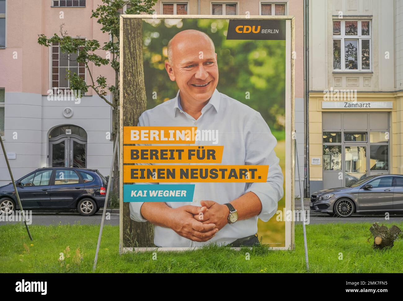 Kai Wegner, CDU-Wahlplakat, Berliner Wahl des Repräsentantenhauses, 2021, Berlin, Deutschland Stockfoto