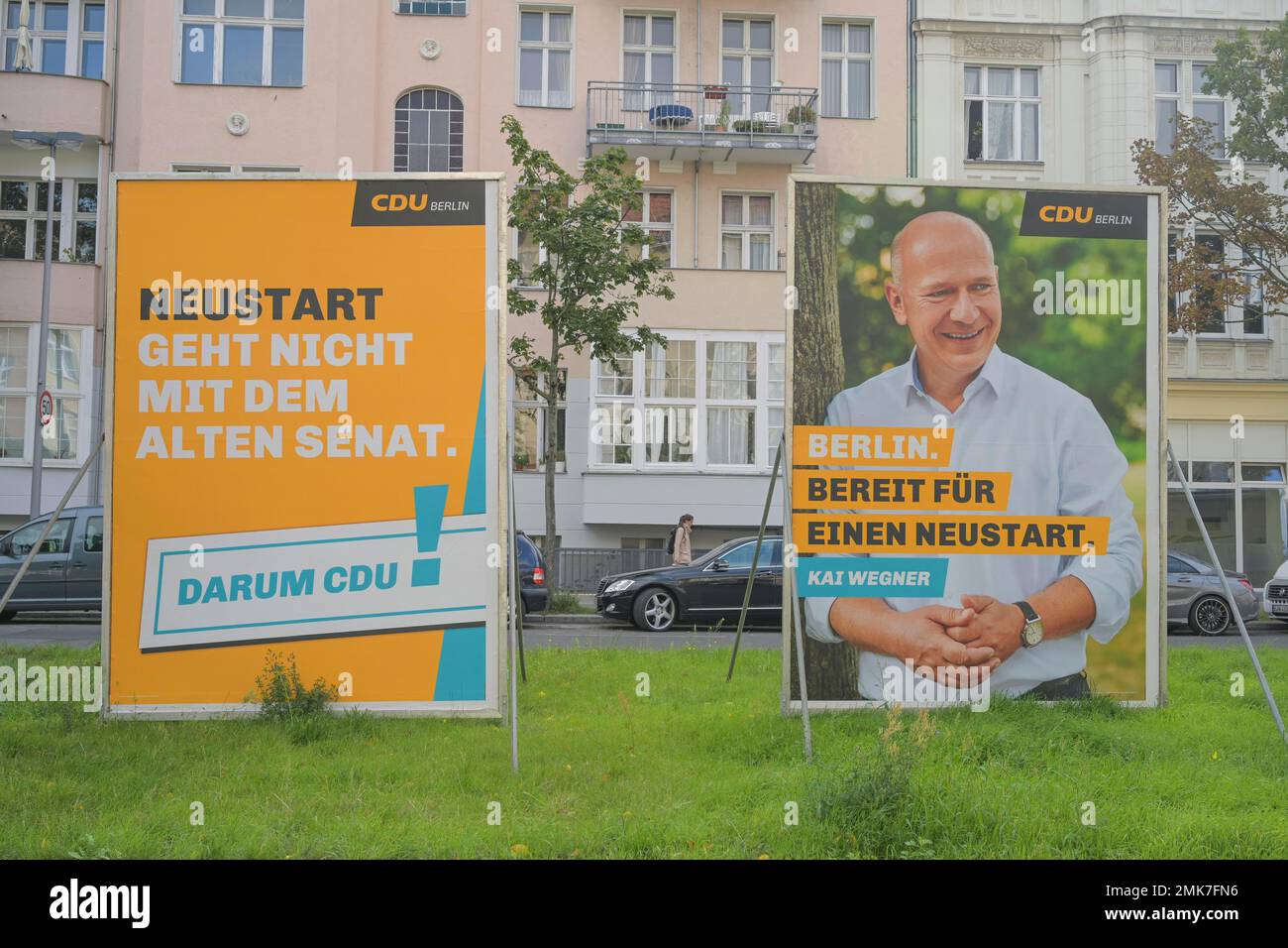 Kai Wegner, CDU-Wahlplakat, Berliner Wahl des Repräsentantenhauses, 2021, Berlin, Deutschland Stockfoto