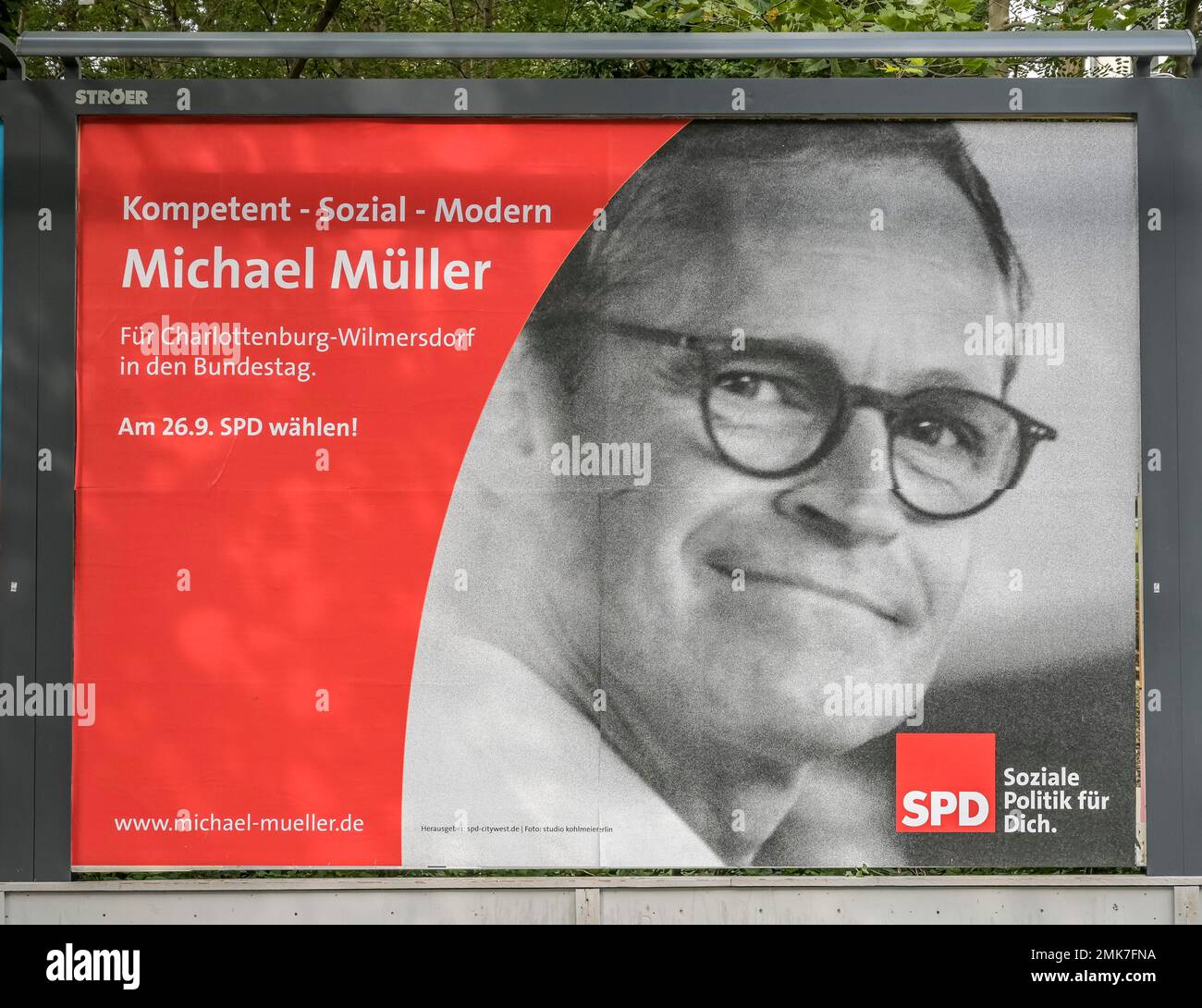 Wahlplakat, Michael Mueller, SPD, Bundestagswahlen, Berlin, Deutschland Stockfoto