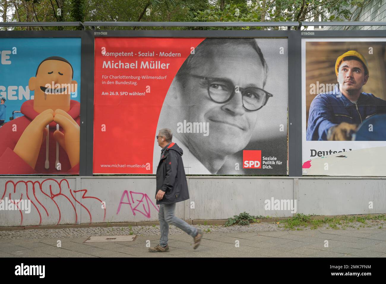 Wahlplakat, Michael Mueller, SPD, Bundestagswahlen, Berlin, Deutschland Stockfoto