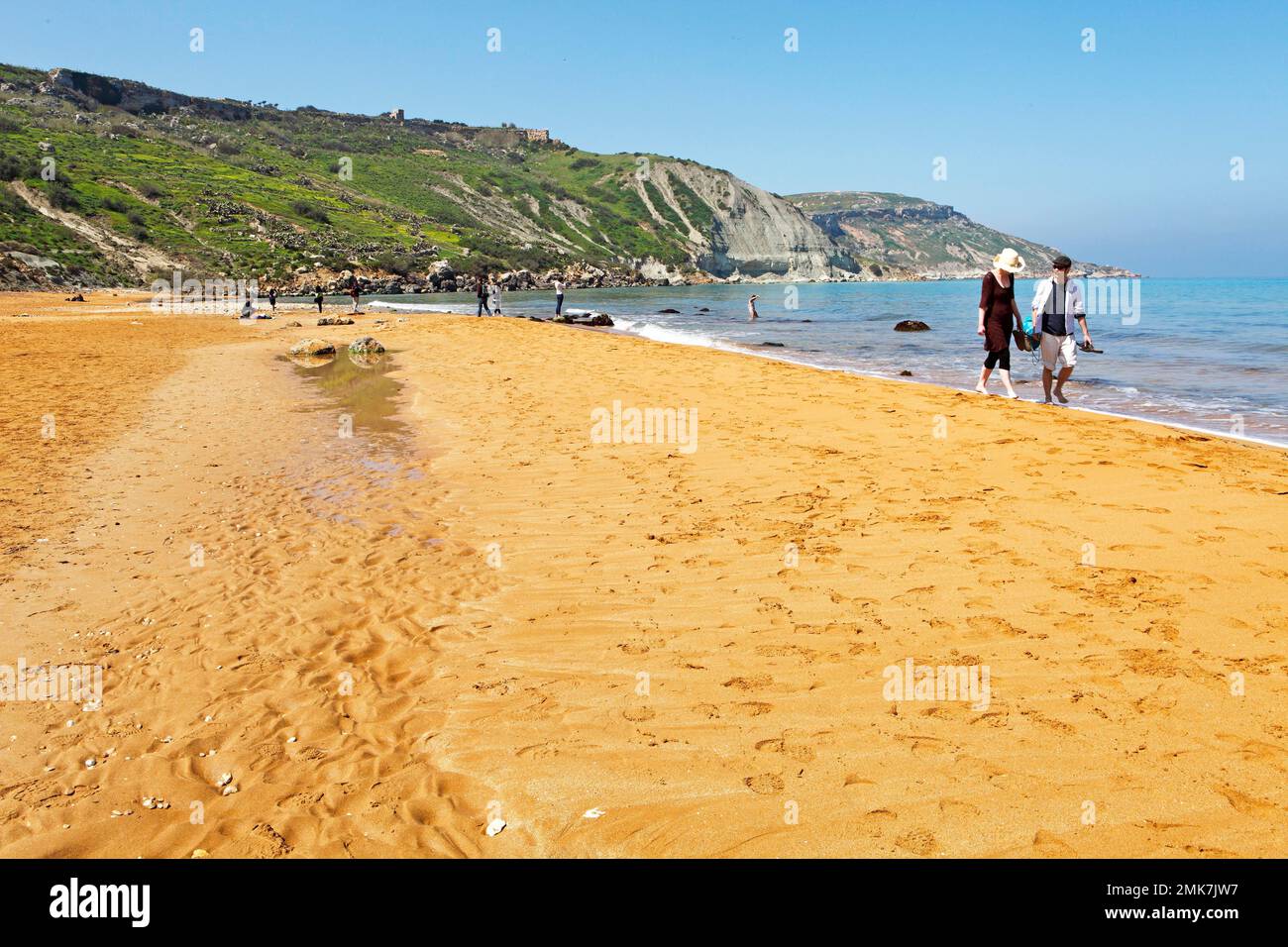 Sandstrand in Ramla Bay oder Cove, Gozo, Maltesische Inseln Stockfoto