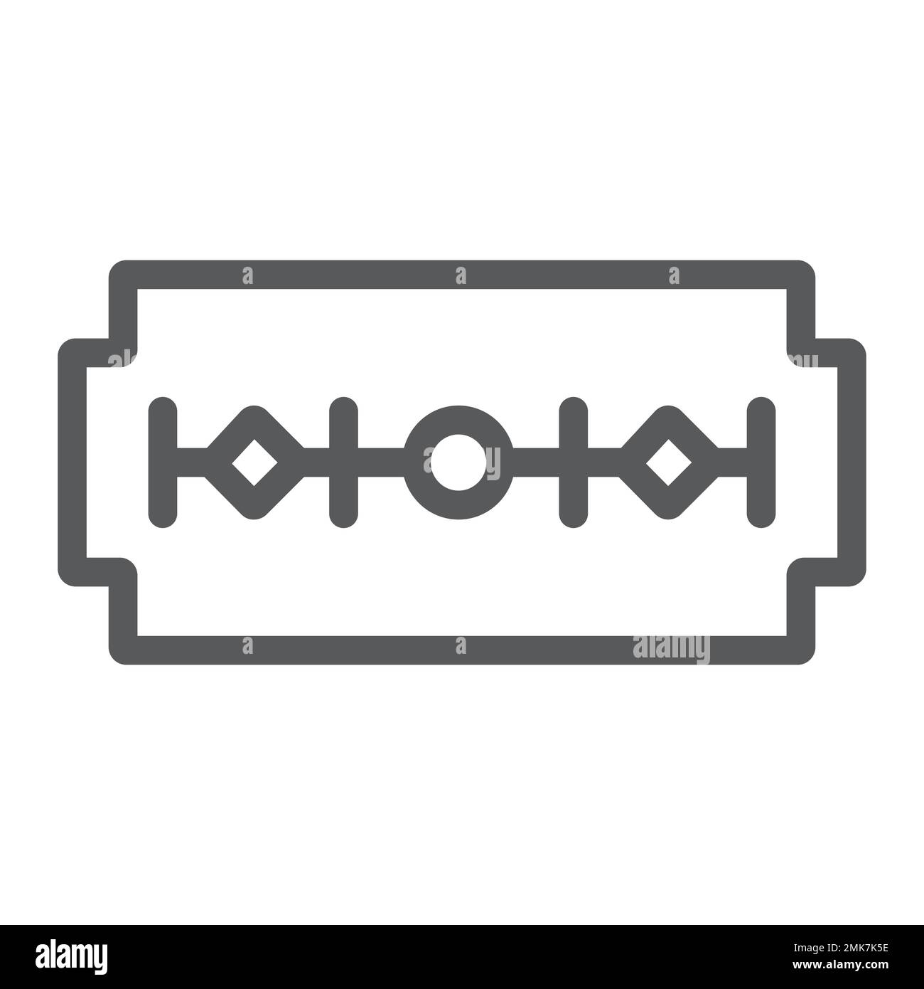 Klingenliniensymbol, Friseur und Schnitt, Randzeichen, Vektorgrafiken, ein lineares Muster auf weißem Hintergrund, 10. Stock Vektor