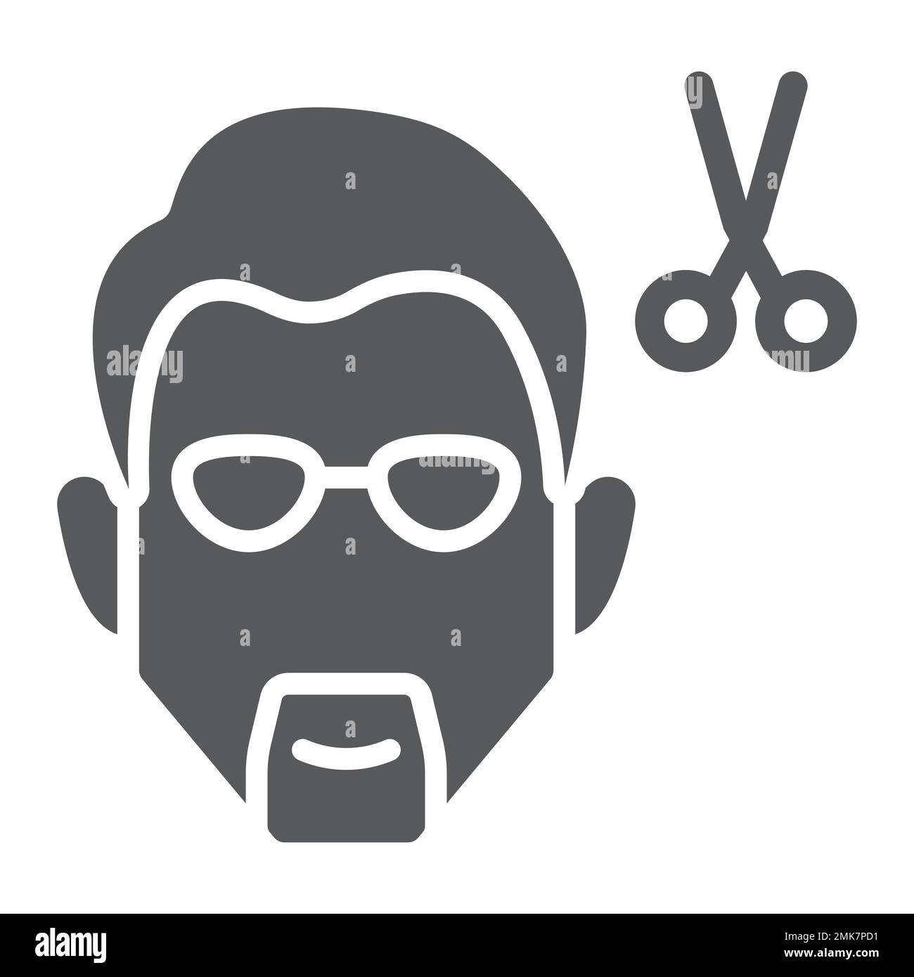 Haarschnitt-Glyphe-Symbol, Friseur und Frisur, Barber-Zeichen, Vektorgrafiken, ein durchgehendes Muster auf weißem Hintergrund, 10. Stock Vektor