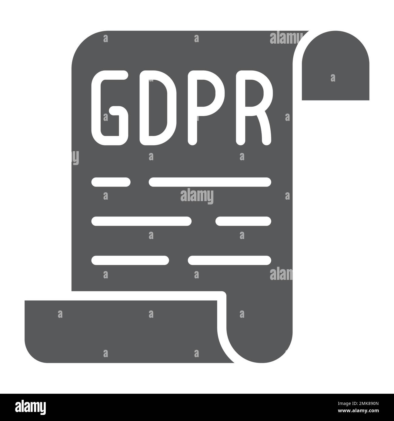 Symbol für Glyphe der DSGVO-Richtlinie, Datenschutz und Schutz, dsgvo-Dokumentzeichen, Vektorgrafiken, ausgefülltes Muster auf weißem Hintergrund, eps 10. Stock Vektor
