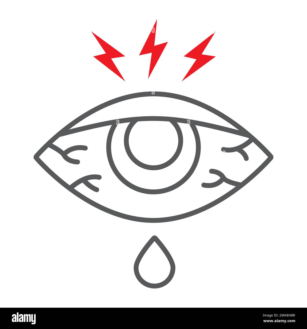 Augenschmerzen dünne Linie Symbol, Körper und Verletzung, Augenrötung Zeichen, Vektorgrafiken, ein lineares Muster auf weißem Hintergrund, eps 10. Stock Vektor