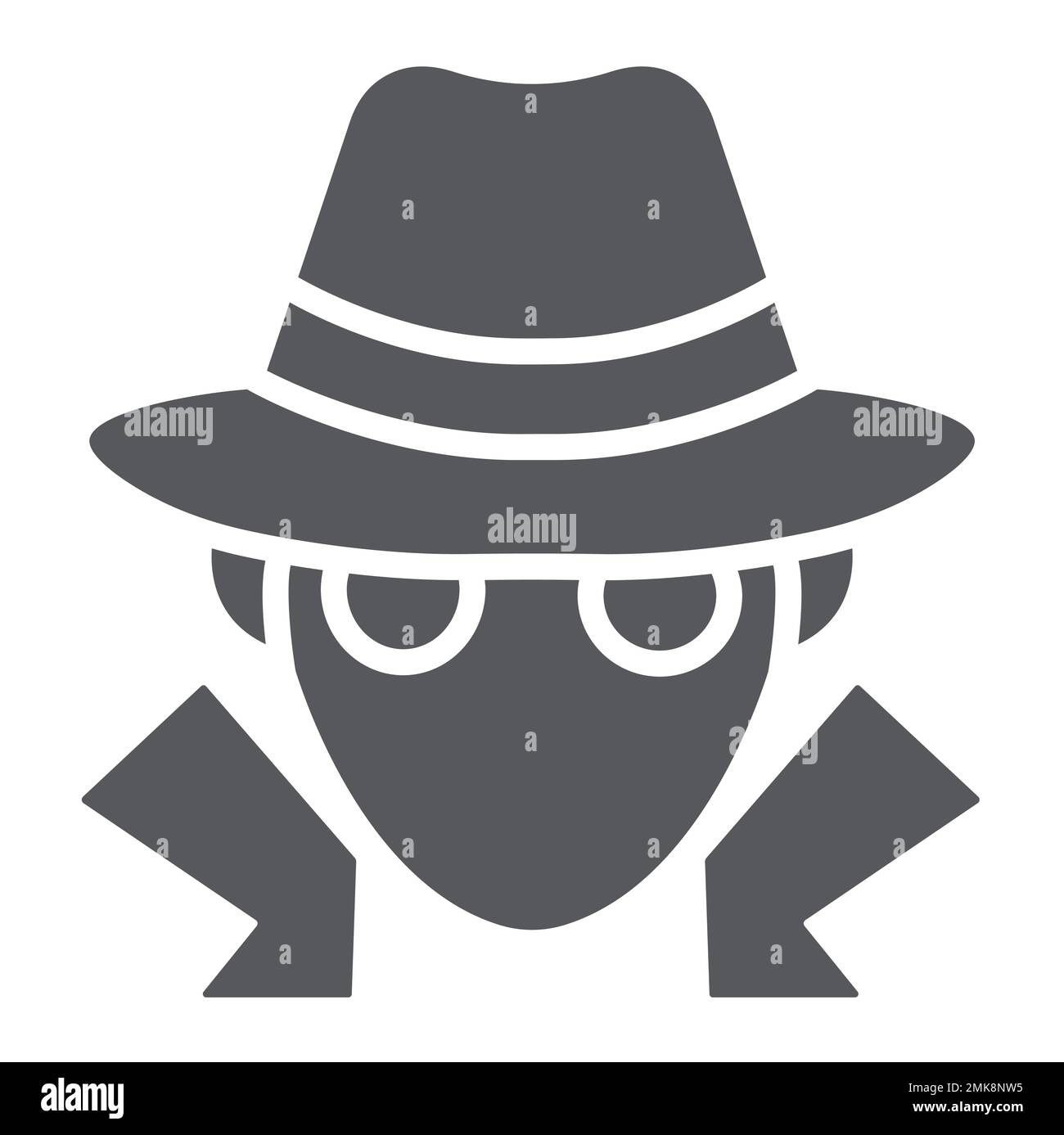 Symbol für betrügerische Glyphe, Anonymität und Agent, Spionagezeichen, Vektorgrafiken, ein ausgefülltes Muster auf weißem Hintergrund, 10. Stock Vektor