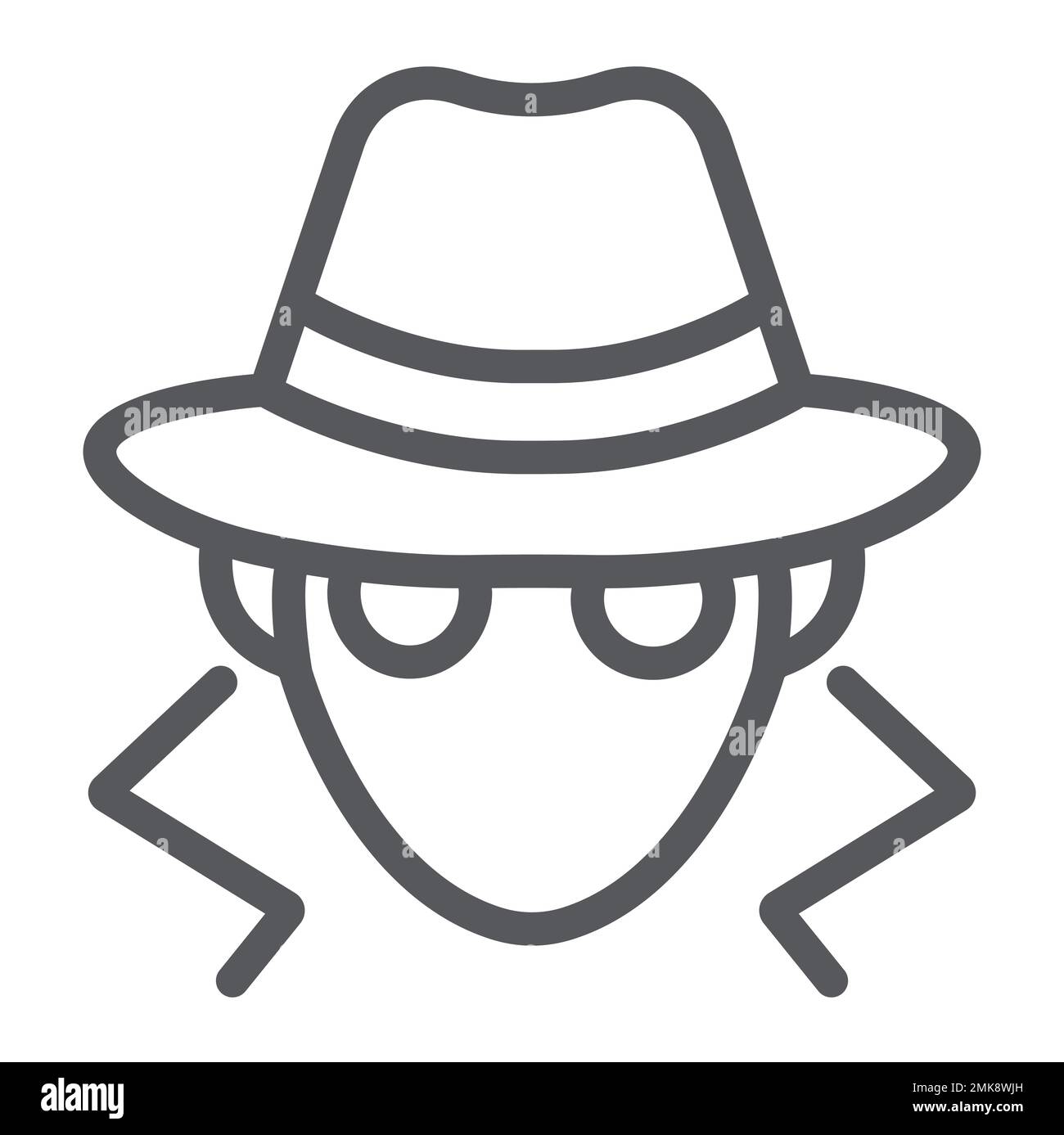 Symbol für Betrugslinie, Anonymität und Agent, Spionagezeichen, Vektorgrafiken, ein lineares Muster auf weißem Hintergrund, 10. Stock Vektor