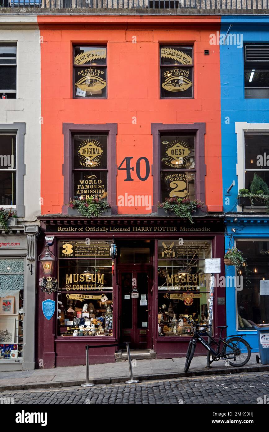 Museum Context, 40 Victoria Street, Edinburgh - Einzelhandel für offiziell lizenzierte Harry Potter Produkte und Merchandise in Edinburghs Altstadt. Stockfoto