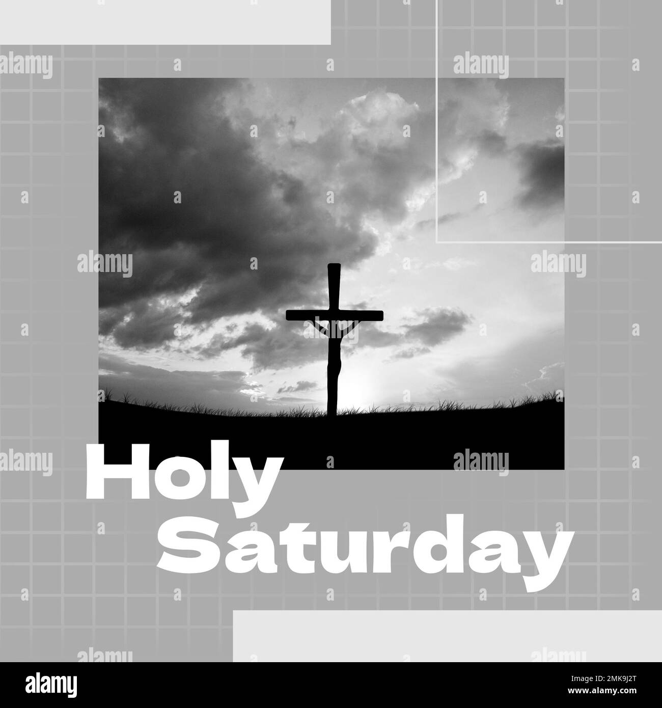 Komposition des heiligen samstagstextes und des christlichen Kreuzes Stockfoto