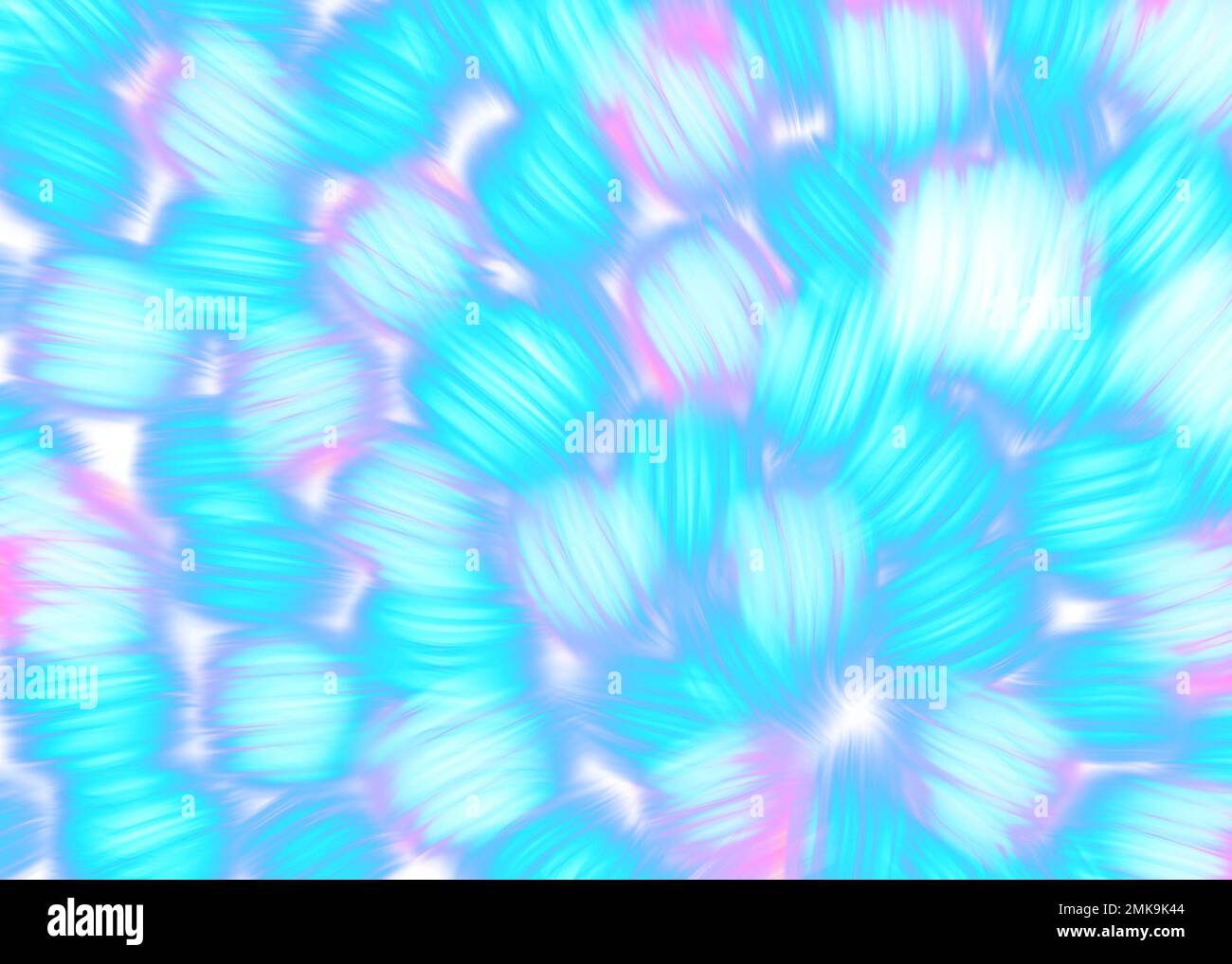 Farbenfroher, psychedelischer Neonhintergrund aus verflochtenen, gekrümmten Pinselstrichen. Stockfoto