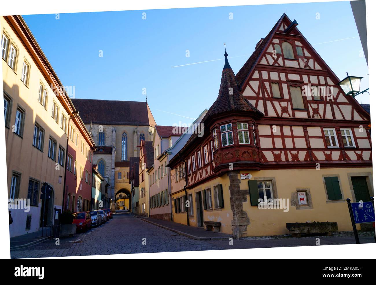 Malerische antike Stadt Rothenburg ob der Tauber oder Rothenburg an der Tauber mit ihren Fachwerkhäusern in Bayern Stockfoto