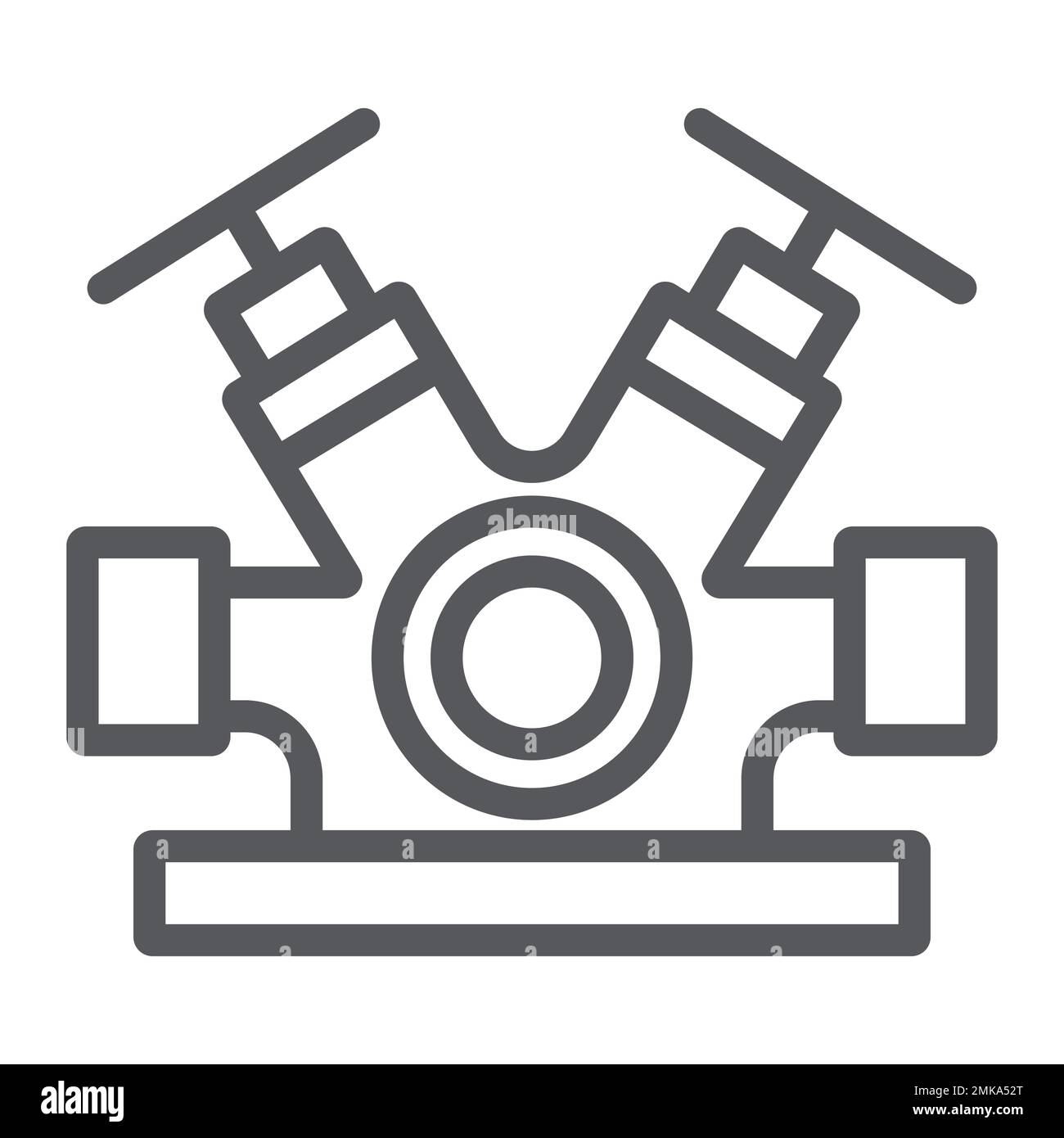 Liniensymbol Hydrantensystem, Anlage und Notfall, Wasserhahn-Schild, Vektorgrafiken, lineares Muster auf weißem Hintergrund, eps 10. Stock Vektor