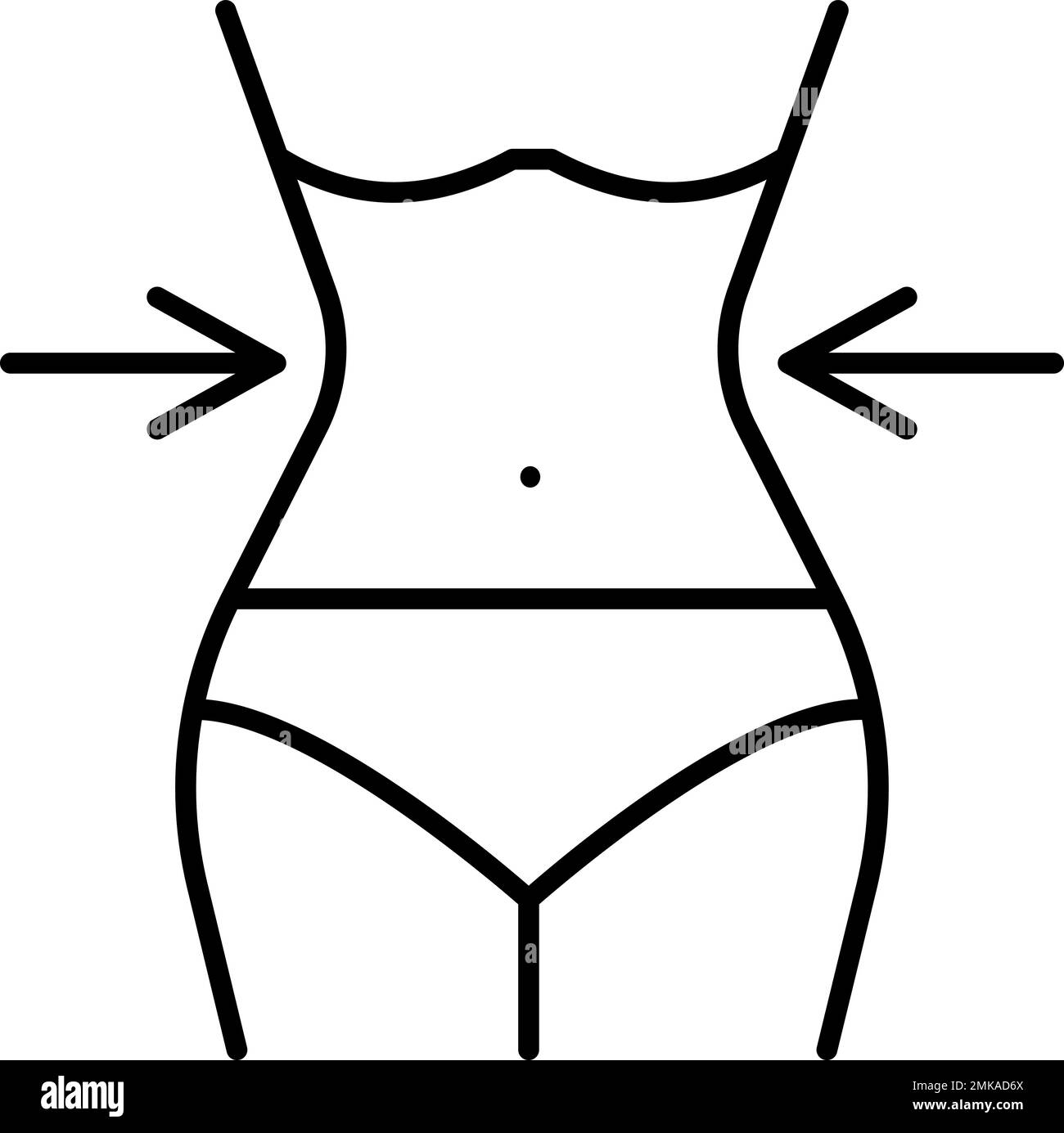 Vektorsymbol für Bauch, Körper und Ernährung auf transparentem Hintergrund. Umreißen des Bauch-, Körper-, Diät-Vektorsymbols. Stock Vektor