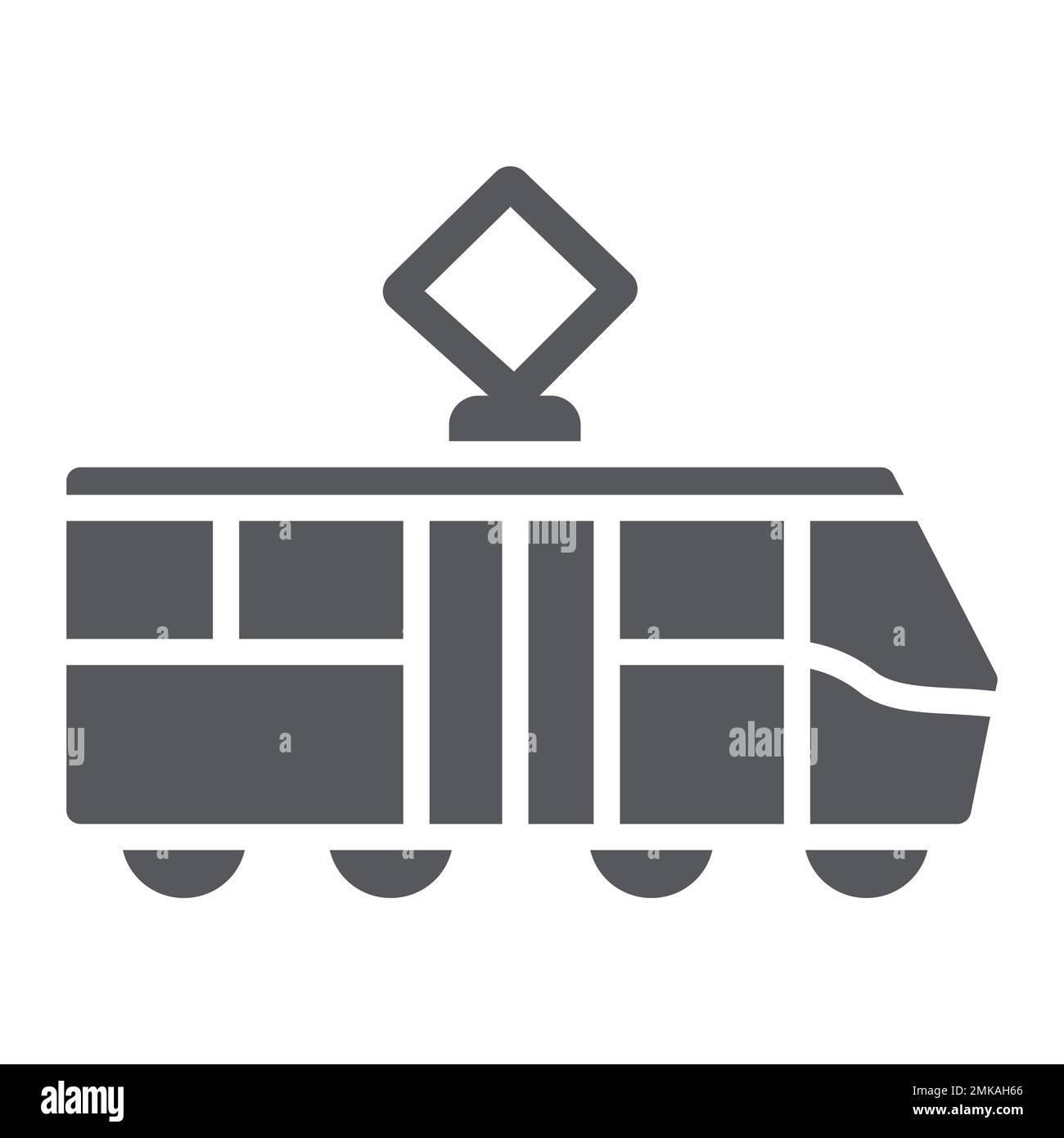 Straßenbahnsymbol, Transport und Bahn, Straßenbahnschild, Vektorgrafiken, ein ausgefülltes Muster auf weißem Hintergrund, 10. Stock Vektor
