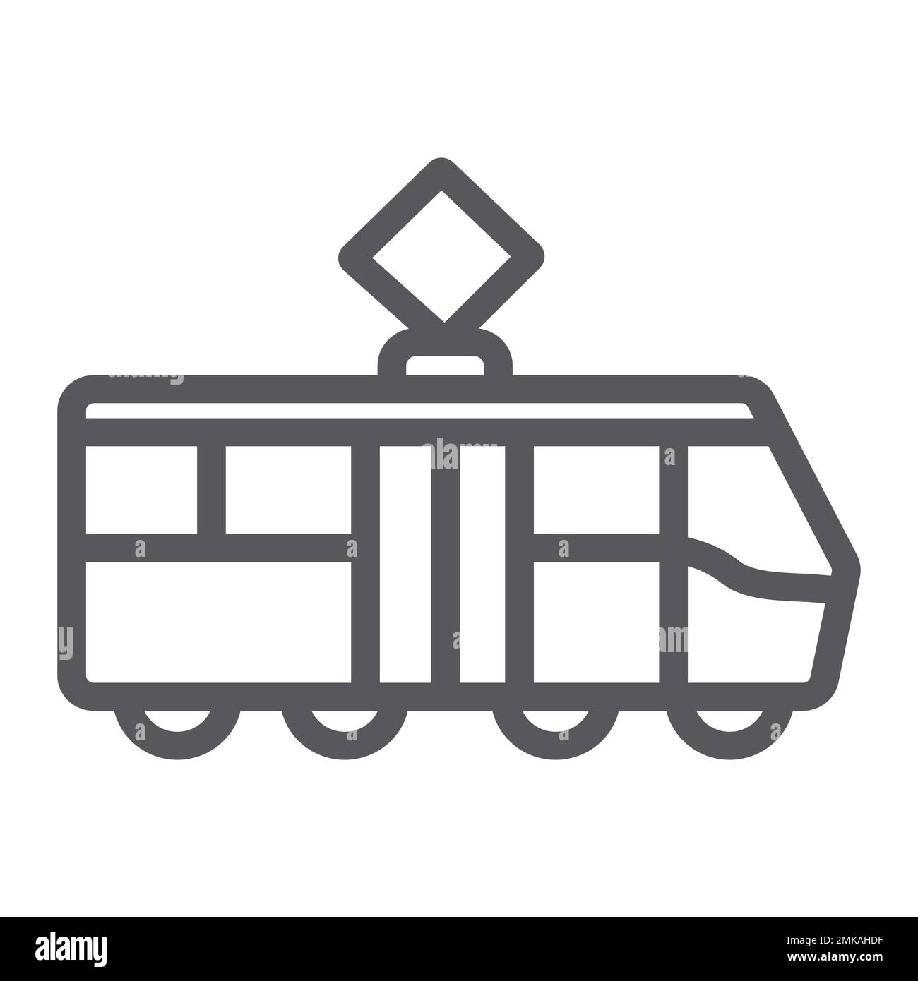Straßenbahnlinien-Symbol, Transport und Bahn, Straßenbahnschild, Vektorgrafiken, lineares Muster auf weißem Hintergrund, Stufen 10. Stock Vektor