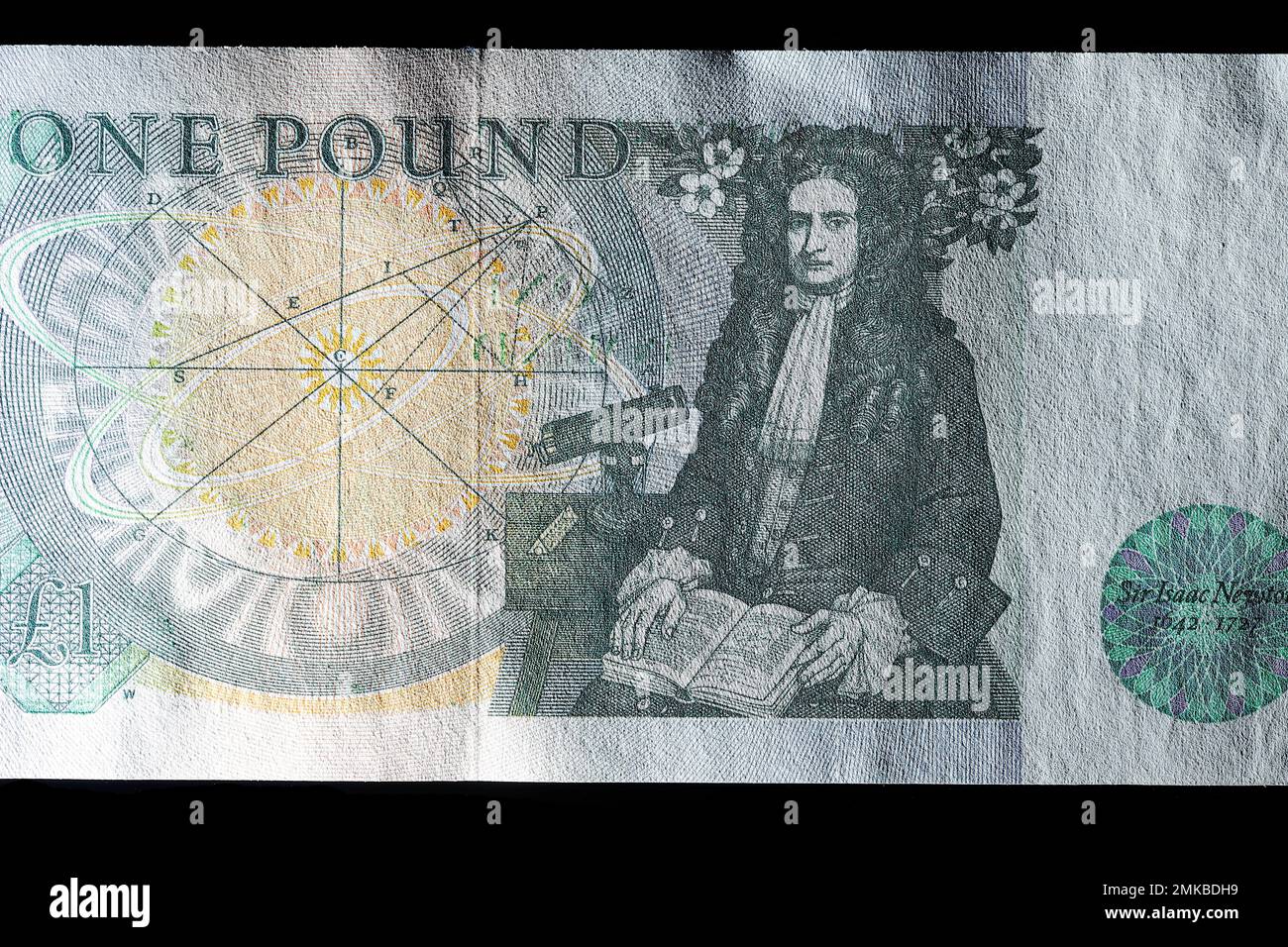 Ein britischer £1-Euro-Schein der Bank of England, der überholt wurde und 1988 abgehoben wurde. Sie wurde dann durch eine £1-Dollar-Münze ersetzt Stockfoto