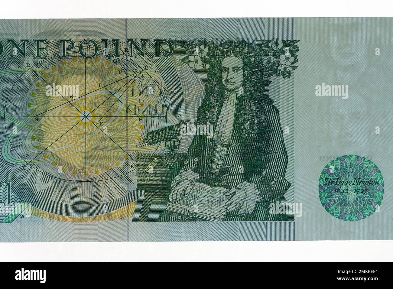 Ein britischer £1-Euro-Schein der Bank of England, der überholt wurde und 1988 abgehoben wurde. Sie wurde dann durch eine £1-Dollar-Münze ersetzt Stockfoto