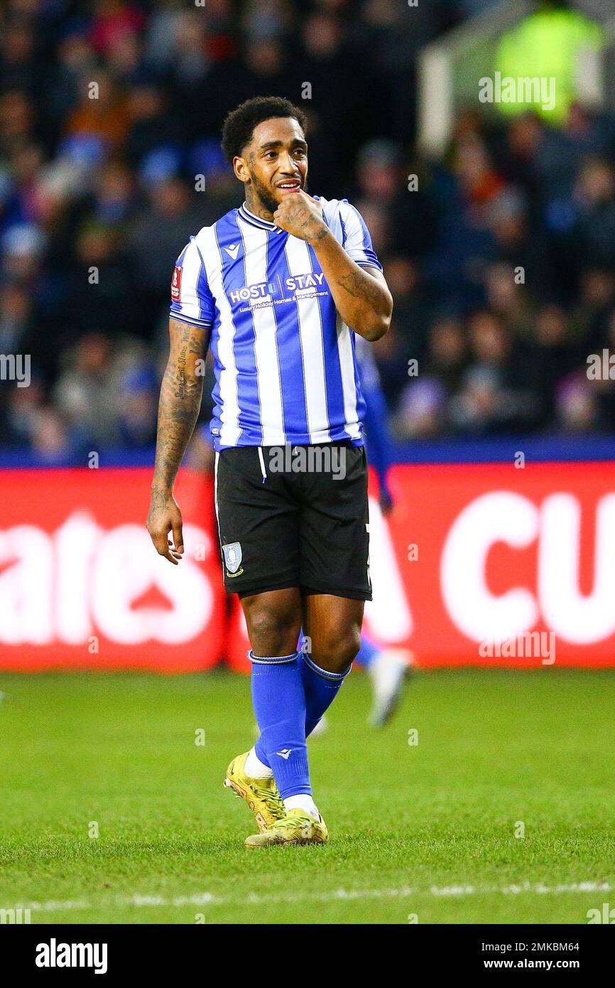 Hillsborough Stadium, Sheffield, England - 28. Januar 2023 Mallik Wilks (7) of Sheffield Mittwoch - während des Spiels Sheffield Wednesday V Fleetwood Town, Emirates FA Cup, 2022/23, Hillsborough Stadium, Sheffield, England - 28. Januar 2023 Kredit: Arthur Haigh/WhiteRosePhotos/Alamy Live News Stockfoto