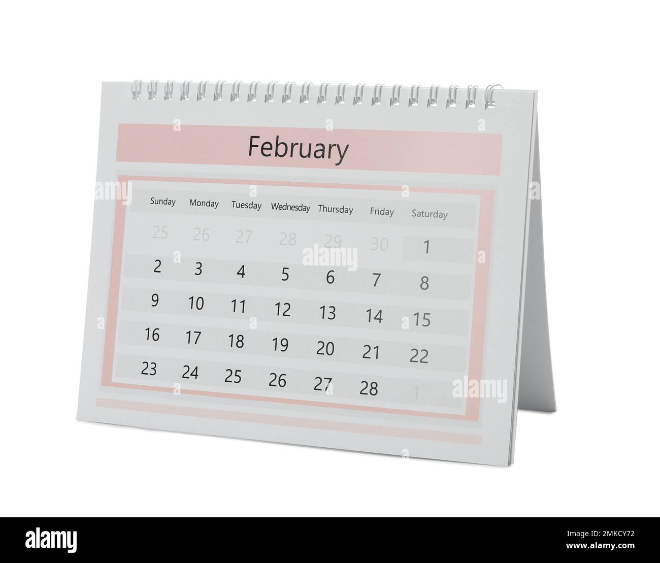 Papierkalender isoliert auf weiß. Planungskonzept Stockfoto