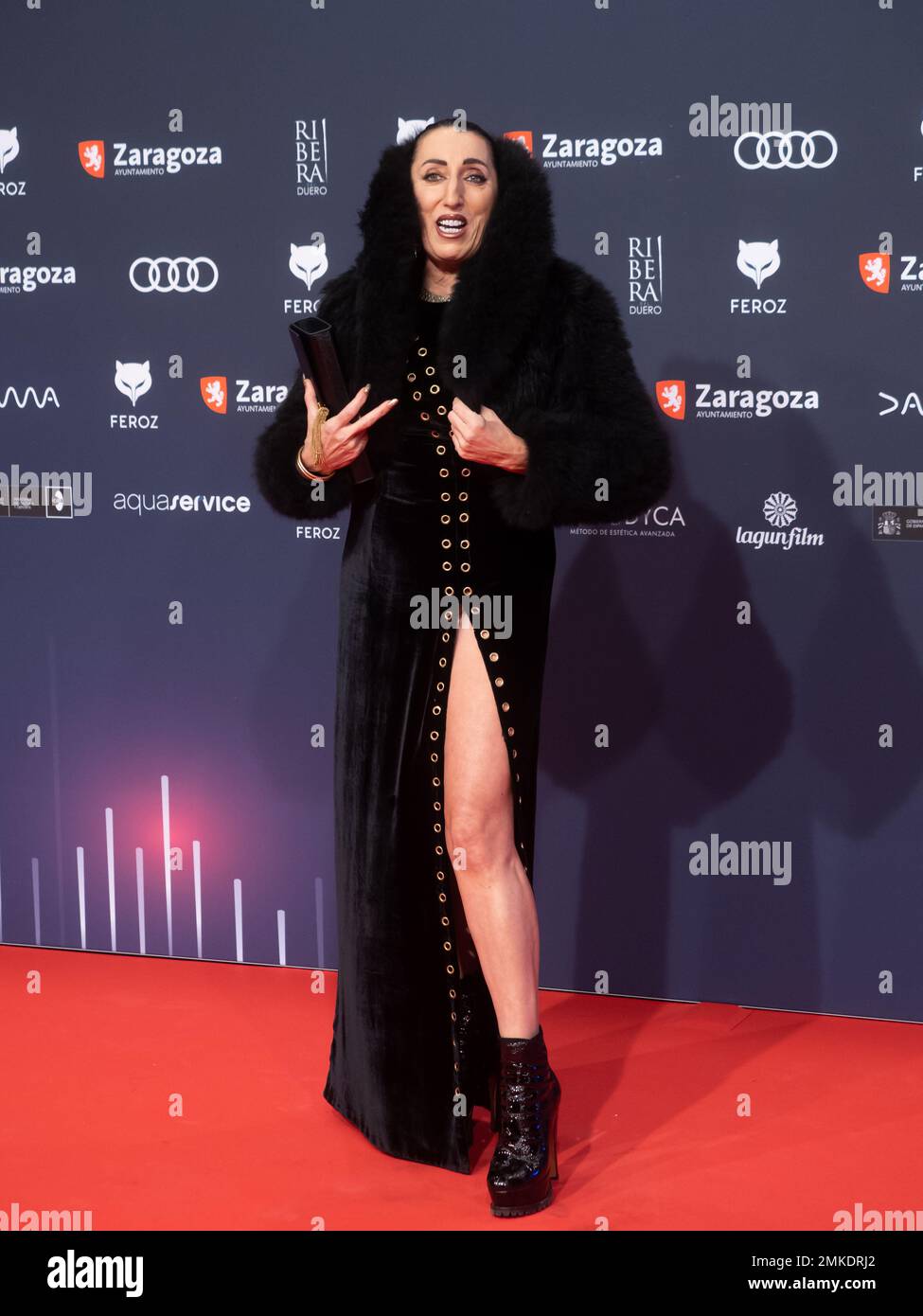Saragossa, Spanien. 28. januar 2023. Die „Feroz Awards“-Gala wurde in der Stadt Saragossa veranstaltet, wo der Verband der kinematografischen Informanten Filme, Schauspieler, Schauspielerinnen und Filmprofis auszeichnet. Sie haben die Anwesenheit von Hunderten von Schauspielern, und der Ehrenpreis geht an Pedro Almodovar. Juan Antonio Perez/Alamy Live News Stockfoto