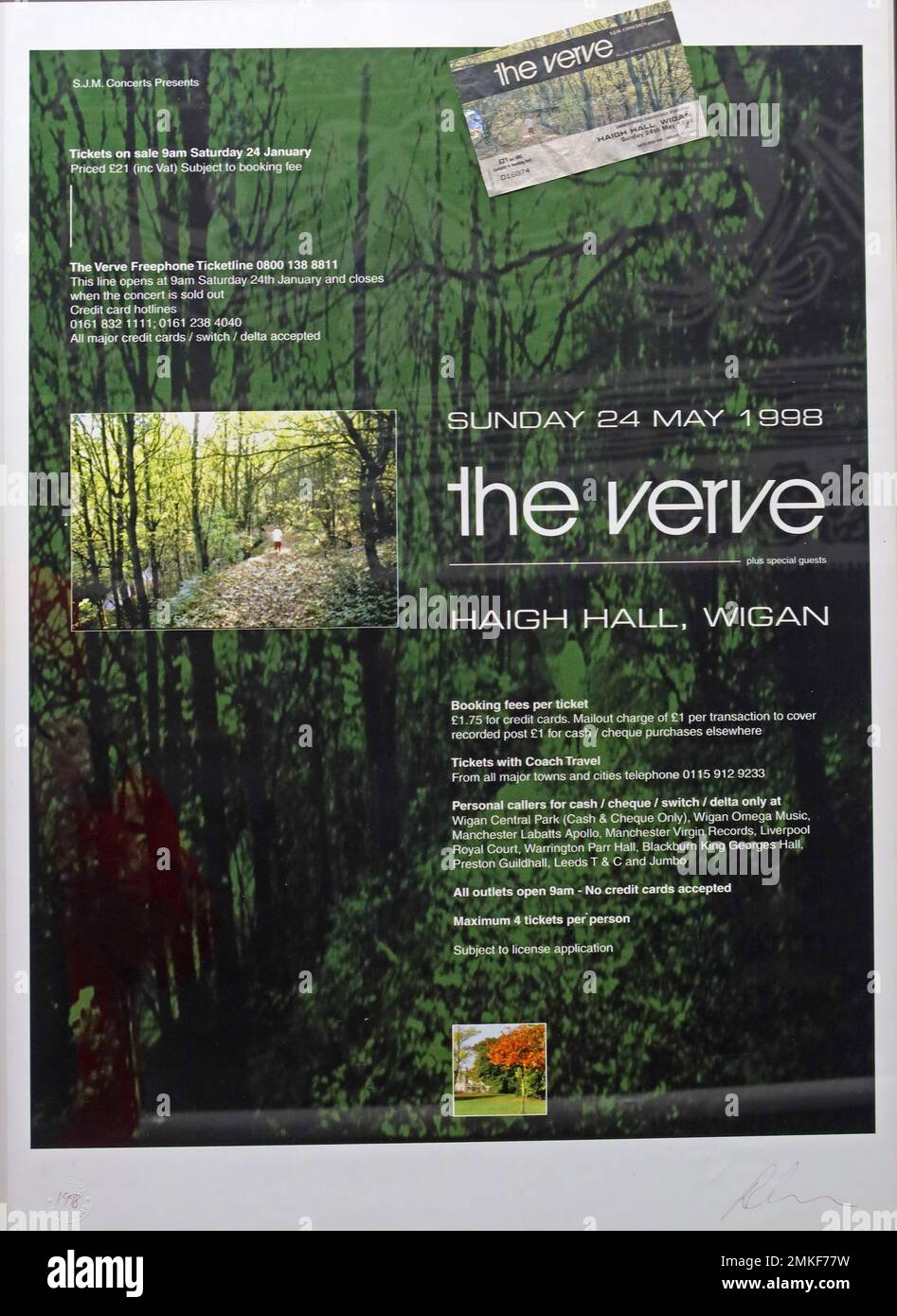 Poster for the Verve, Haigh Hall Gig 24-05-1998, Wigan, Lancs, England, Großbritannien, WN2 1PE Stockfoto