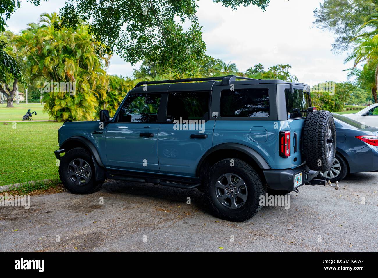 Coral Gables, FL, USA - 28. Januar 2023: Foto eines modernen Ford Bronco Geländewagens Stockfoto