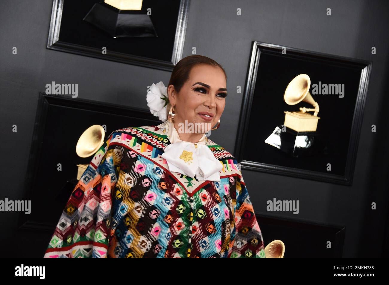Aida Cuevas arrives at the 61st annual Grammy Awards at the Staples