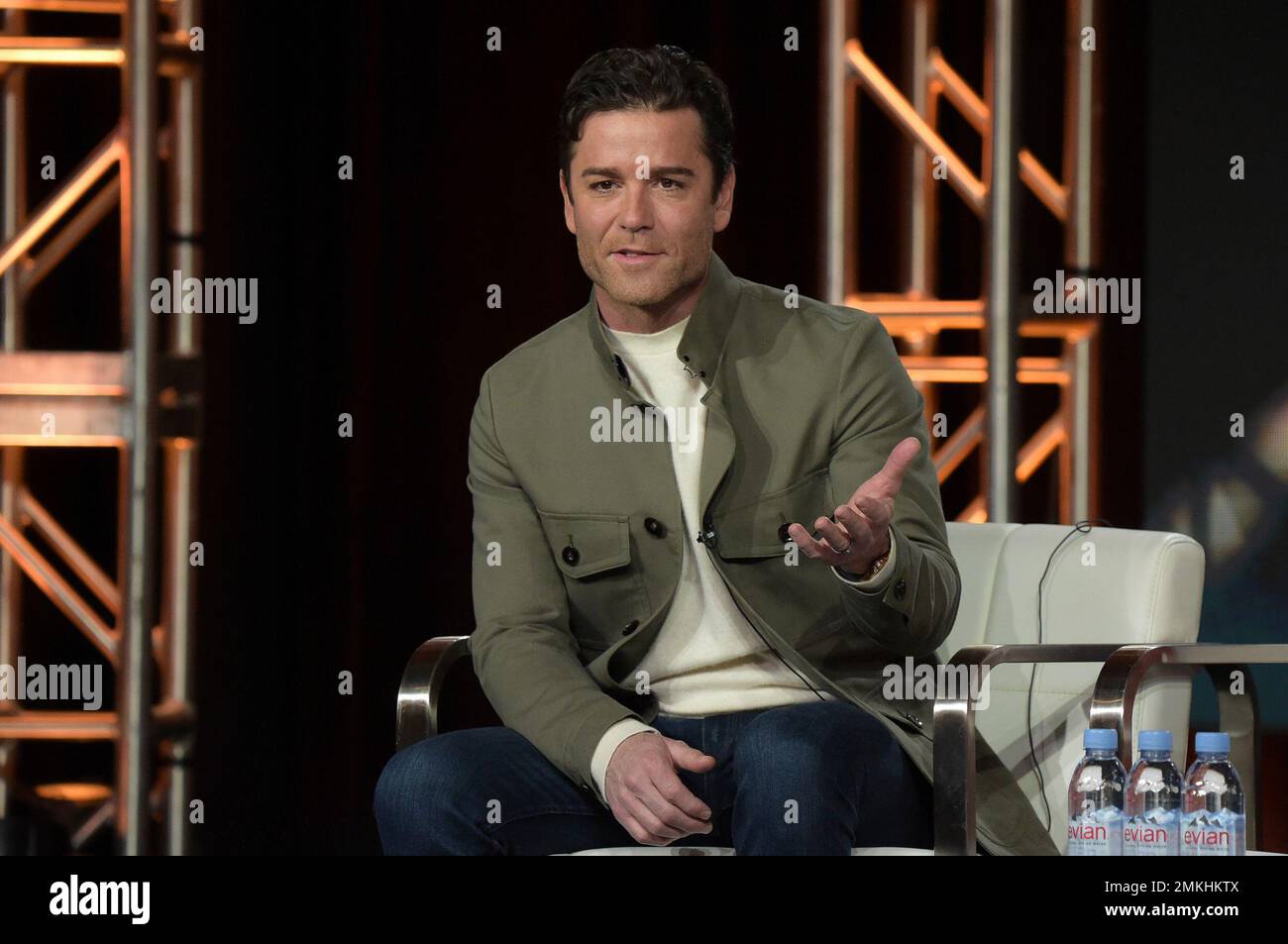 Yannick Bisson participates in the "Frankie Drake Mysteries" and "Murdoch Mysteries" panel during the Ovation portion of the TCA Winter Press Tour on Friday, Feb. 8, 2019, in Pasadena, Calif. (Photo by Richard Shotwell/Invision/AP) Stockfoto