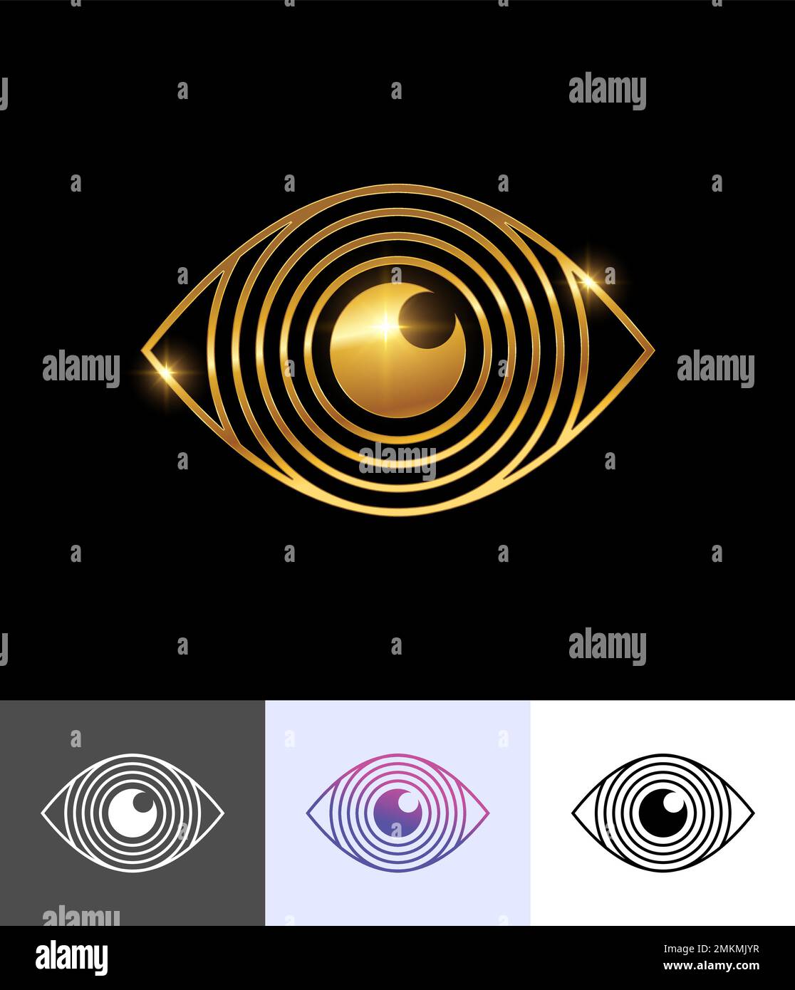 Ein Vektorabbildungssatz des Vektorzeichens des goldenen Augensymbols Stock Vektor