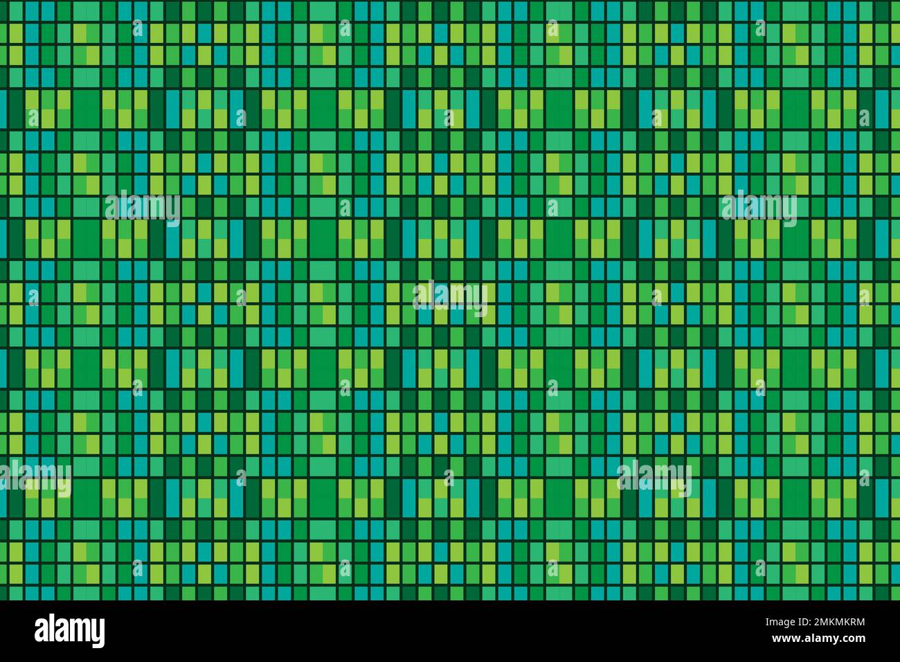 Grünes und gelbes Pixelbild nahtloses Muster Hintergrunddesign, kleine Blöcke nahtloses Pixelmuster Stockfoto