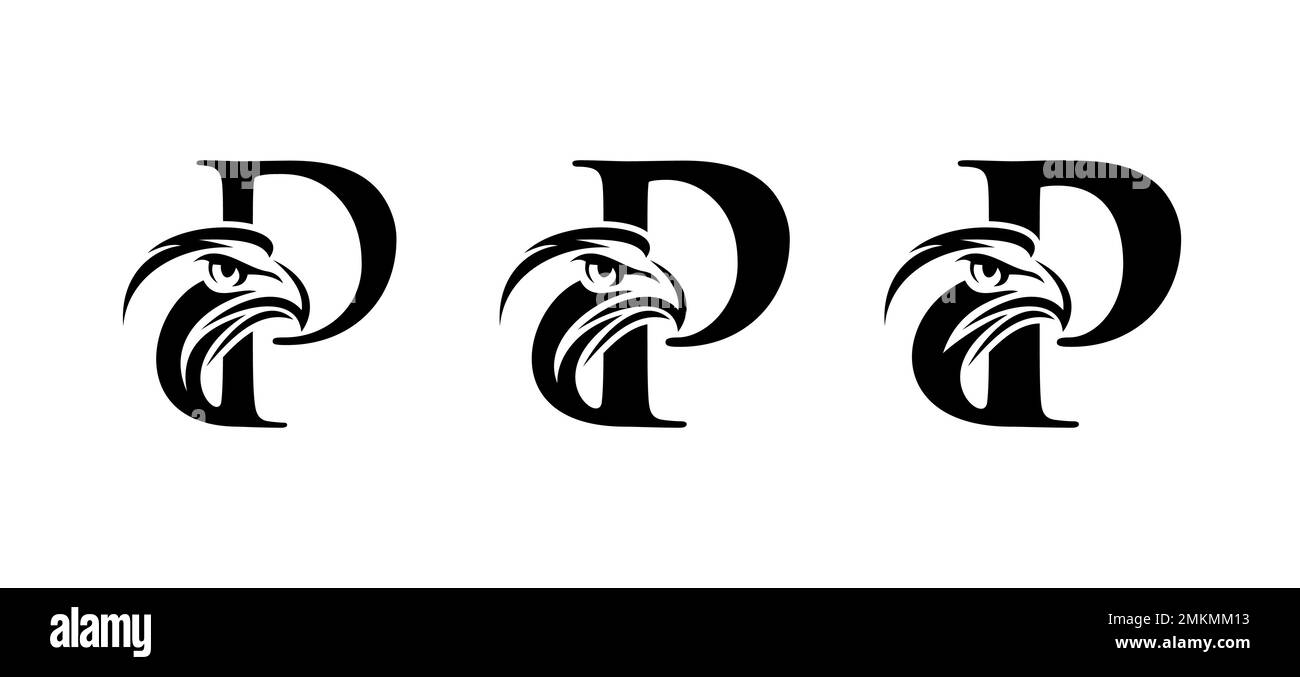 Ein Vektorbildsatz aus Anfangsbuchstabe P für das Monogramm EAGLE-Logo Stock Vektor