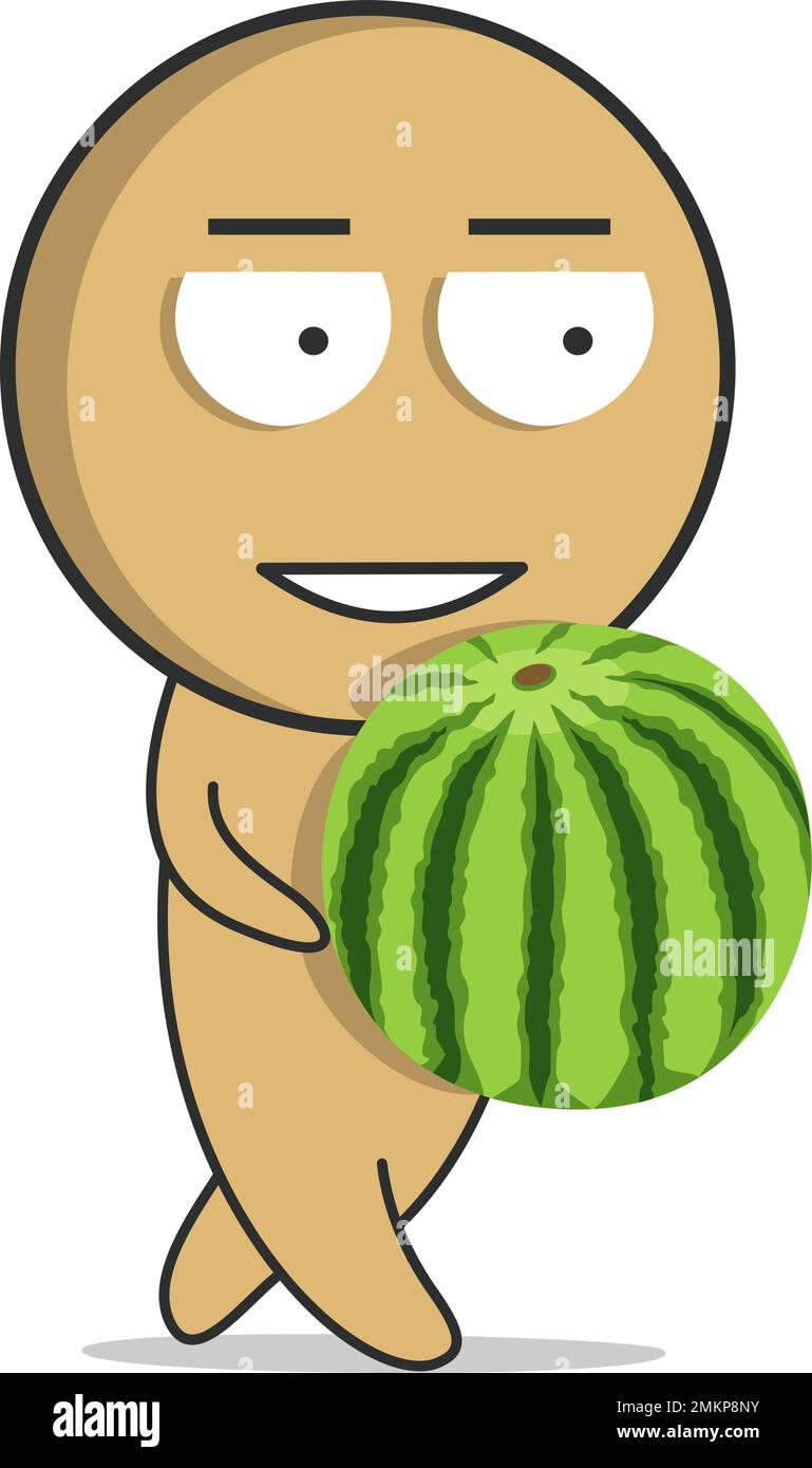 Mann mit Wassermelone Stock Vektor