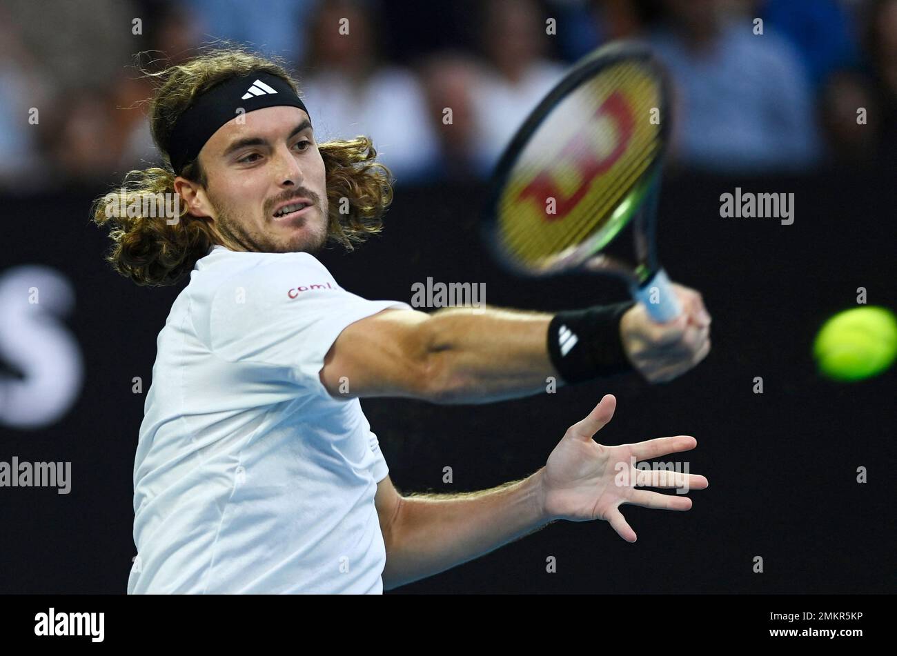 Tennis - Australian Open - Singles-Finale für Herren - Melbourne Park,  Melbourne, Australien - 29. Januar 2023 Griechenlands Stefanos Tsitsipas in  Aktion während seines Finalspiels gegen Serbiens Novak Djokovic  REUTERS/Jaimi Joy Stockfotografie - Alamy