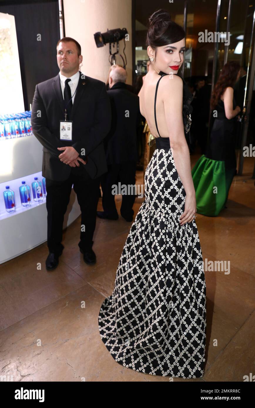 Sofia Carson at the 76th annual Golden Globe® Awards with FIJI Water on Sunday, Jan. 6, 2019 in Beverly Hills, Calif. (Photo by Matt Sayles/Invision for FIJI Water/AP Images) Stockfoto