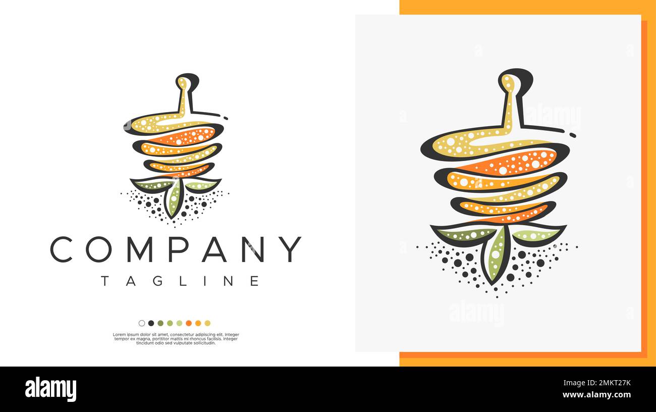 Zeichentrickdesign für das Apotheke-Logo. Pharmazeutische Logo-Designvorlage. Stock Vektor