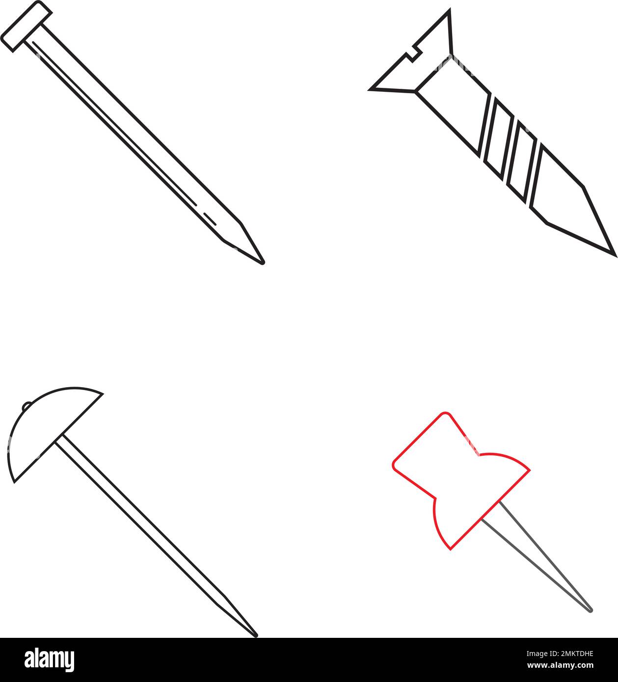 Nagelsymbole verschiedener Modelle, Vektordarstellung einfaches Design. Stock Vektor