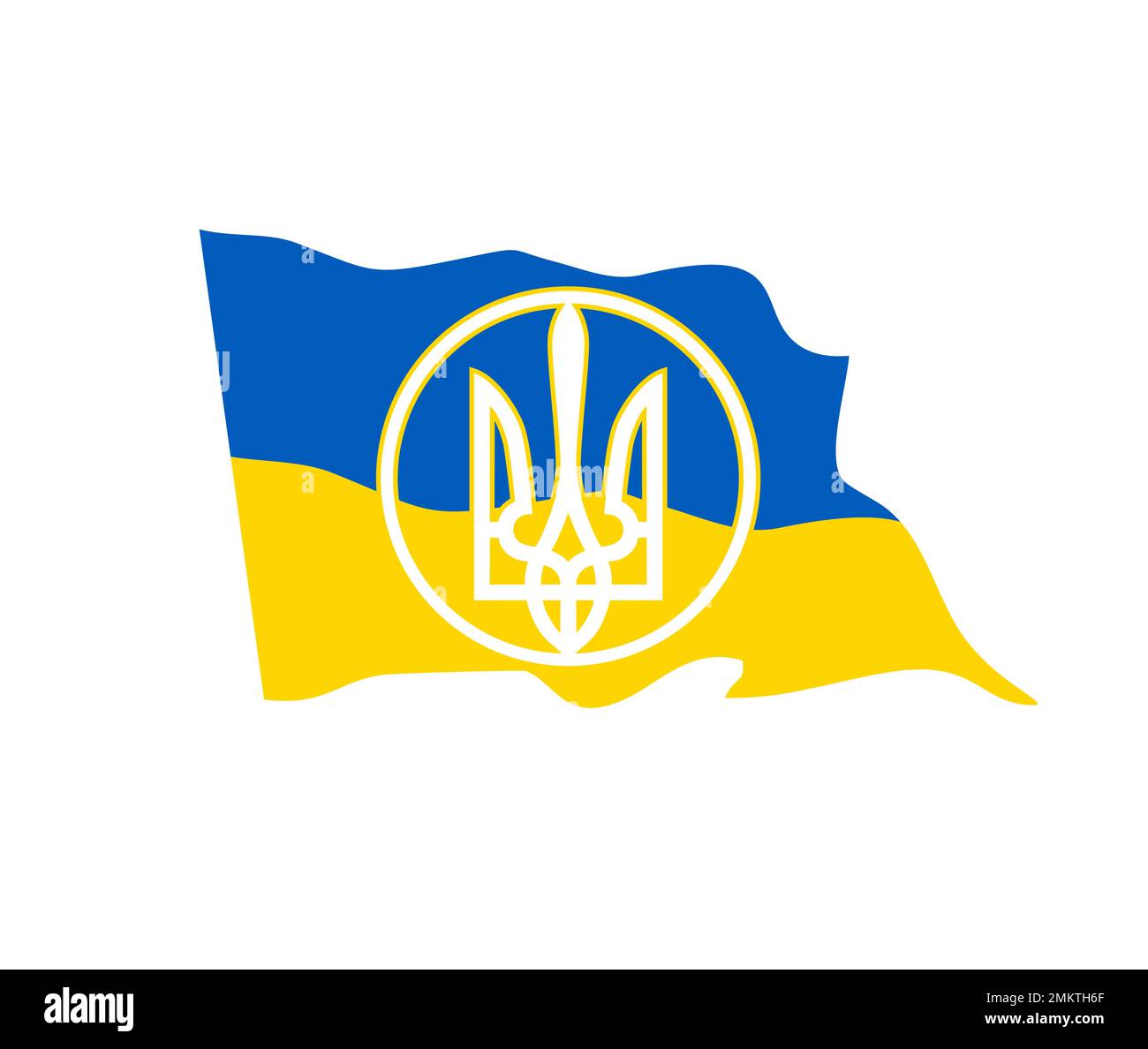 Vektorabbildung von Trident, mit ukrainischem Flaggenschild aufstellen Stock Vektor