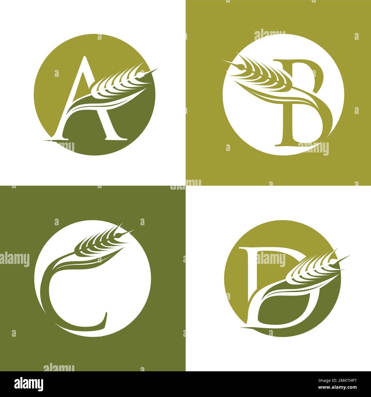 Eine Vektordarstellung des Logos für Monogramme mit Weizen und Getreide Stock Vektor