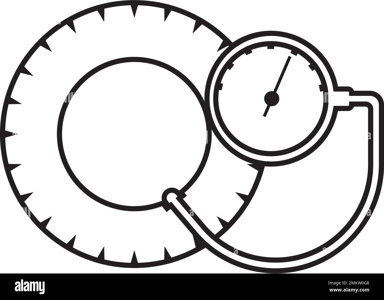 Symbol für Reifendruckmesser. Autorad mit Manometer, Logo-Design. Stock Vektor