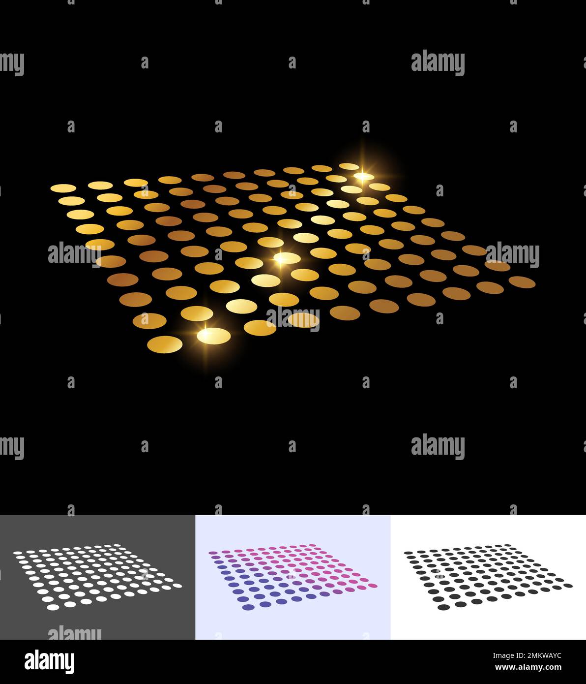 Ein Vektorabbildungsset aus goldgetriebenem abstraktem perspektivischem geometrischem Design Stock Vektor