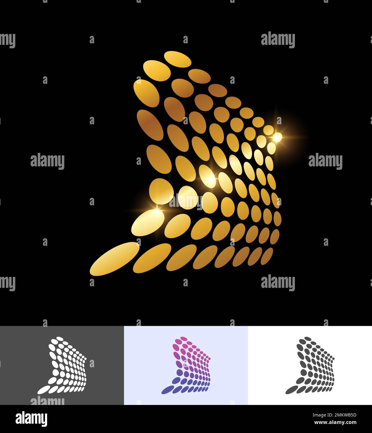 Ein Vektorabbildungsset aus goldgetriebenem abstraktem perspektivischem geometrischem Design Stock Vektor