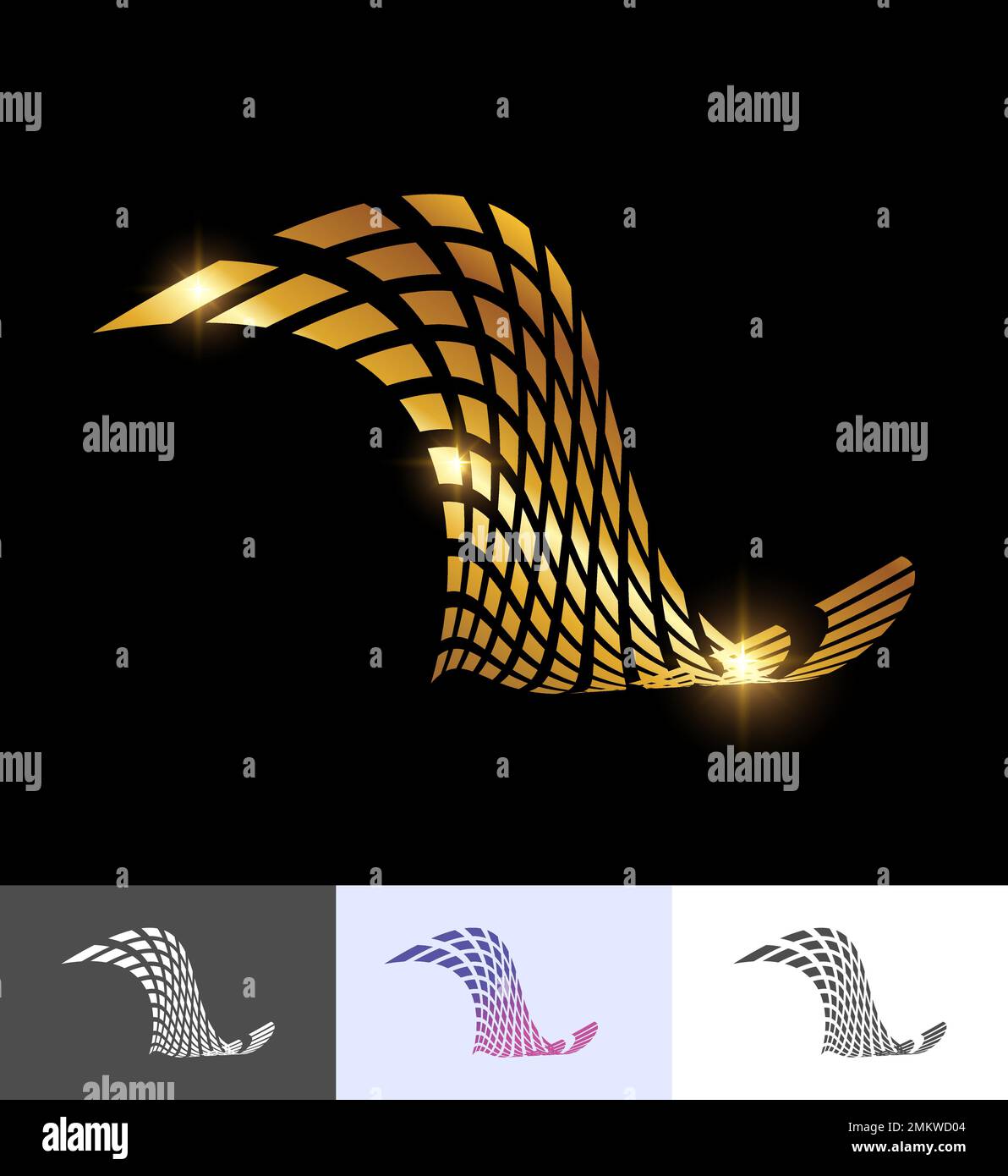 Ein Vektorabbildungsset aus goldgetriebenem abstraktem perspektivischem geometrischem Design Stock Vektor