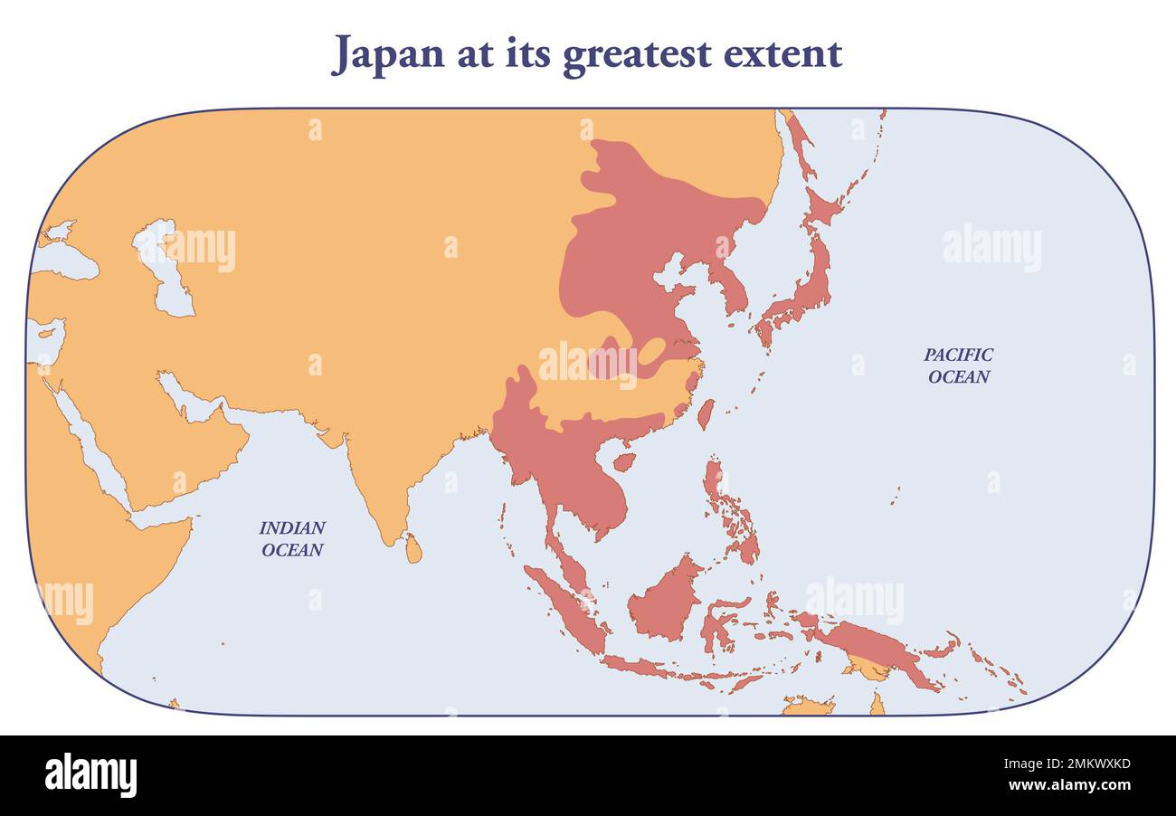 Japan heute und in seinem größten Umfang 1942 Stockfoto