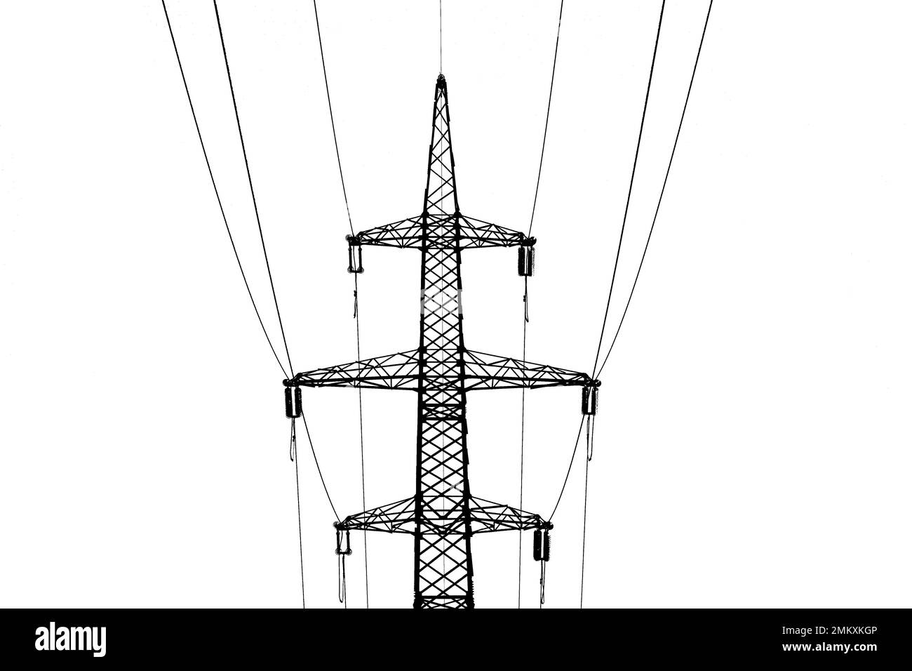 powerline, Turm zur Übertragung von Strom durch Drähte Stockfoto