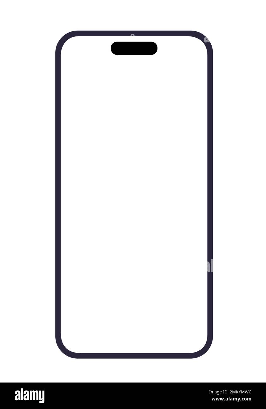 Bildschirmmodell des Mobiltelefons. IPhone 14 pro max Smartphone-Mock-up-Frontansicht, Vorlage für anzeige in ios-App. Vektordarstellung Stock Vektor