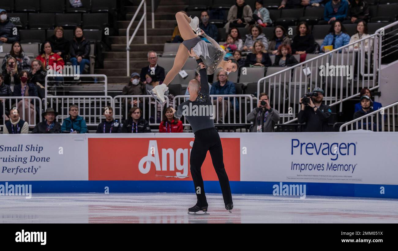 San Jose, USA. 28. Januar 2023. Eliie kam und Danny O'Shea gewannen am 28. Januar 2023 bei der Toyota US Figure Skating Championship 2023 in San Jose, Kalifornien, die Bronzemedaille (Foto von Jeff Wong/Sipa USA). Kredit: SIPA USA/Alamy Live News Stockfoto