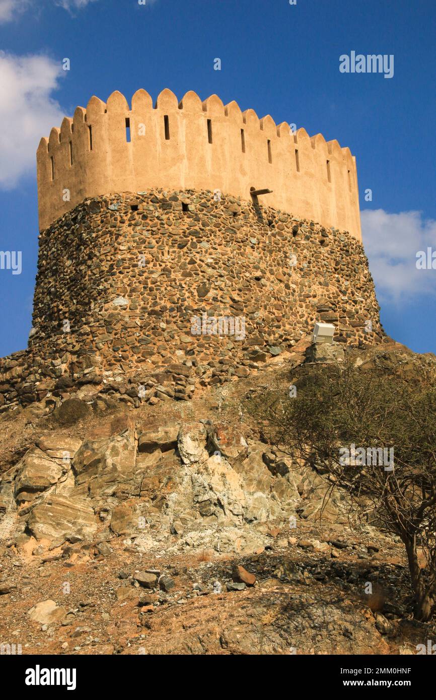 Al-Bidya-Moschee, Fujairah, eine der sieben Vereinigten Arabischen Emirate. Stockfoto