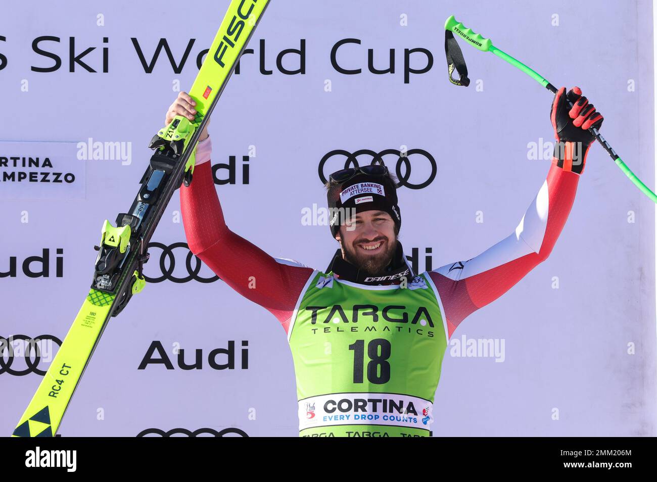 SKIFAHREN - FIS SKI WORLD CUP, Menâ&#x80;&#X99;s Super G Olympia delle Tofane Cortina dâ&#x80;&#X99;Ampezzo Sonntag 29. Januar drittklassifizierter HEMETSBERGER Daniel Stockfoto