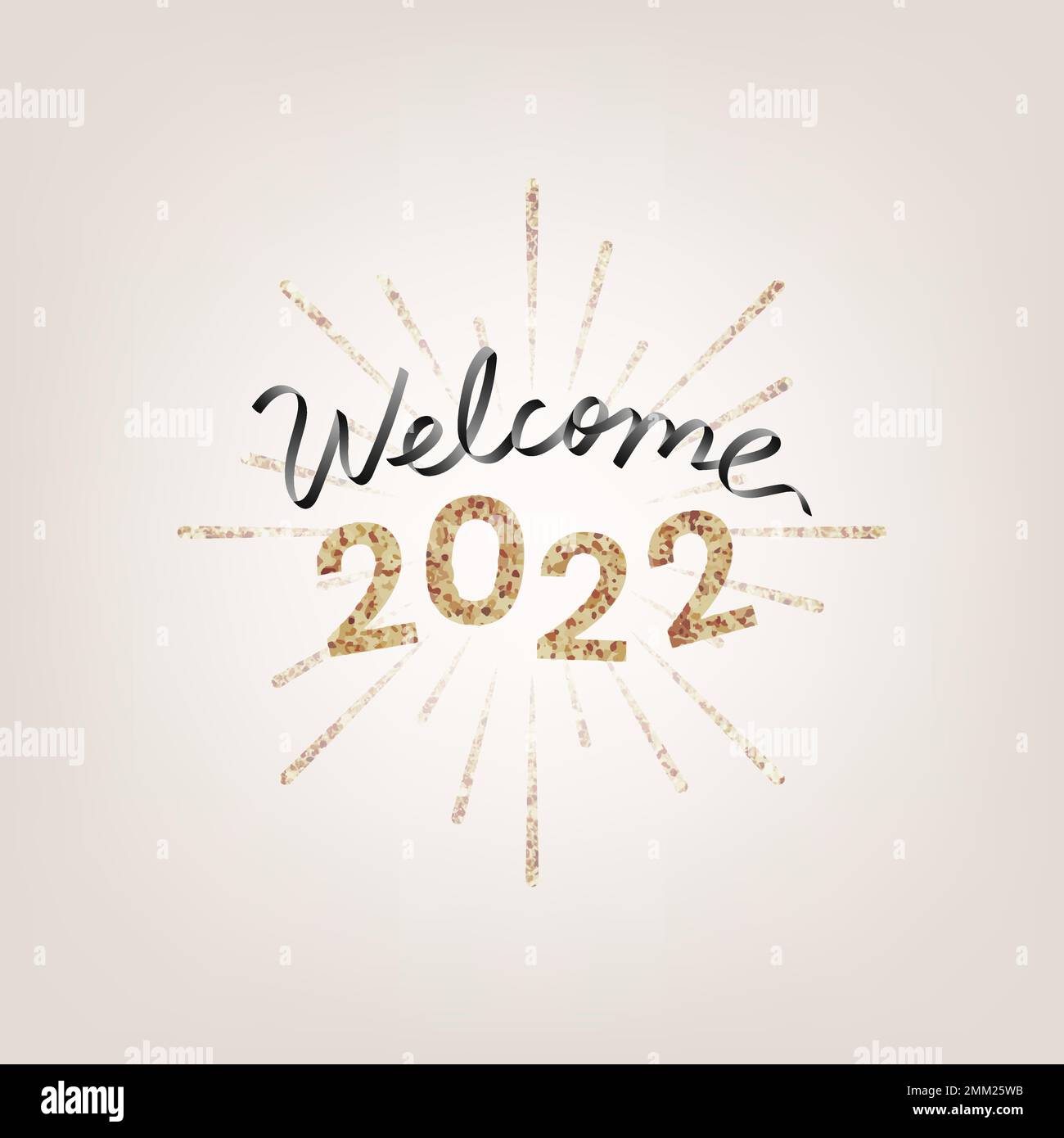 2022 Gold Glitter begrüßen Neujahr Text, ästhetische Typografie auf Gold Hintergrund Vektor Stock Vektor